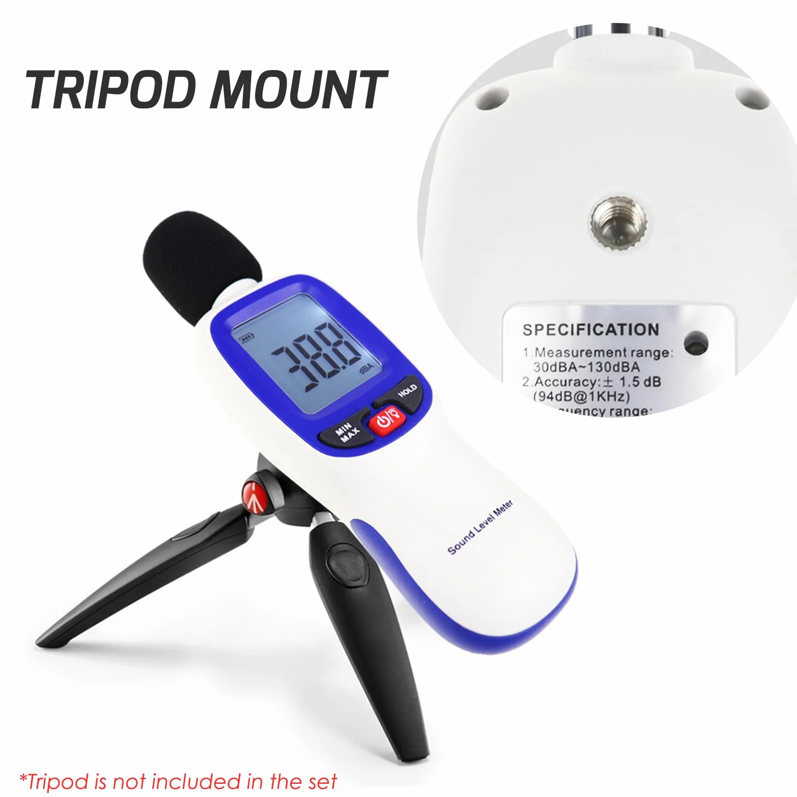 Medidor de Nivel de Sonido Digital Bluetooth SPL 30~130dBA MAX/MIN Retención de Datos Pantalla LCD Retroiluminada