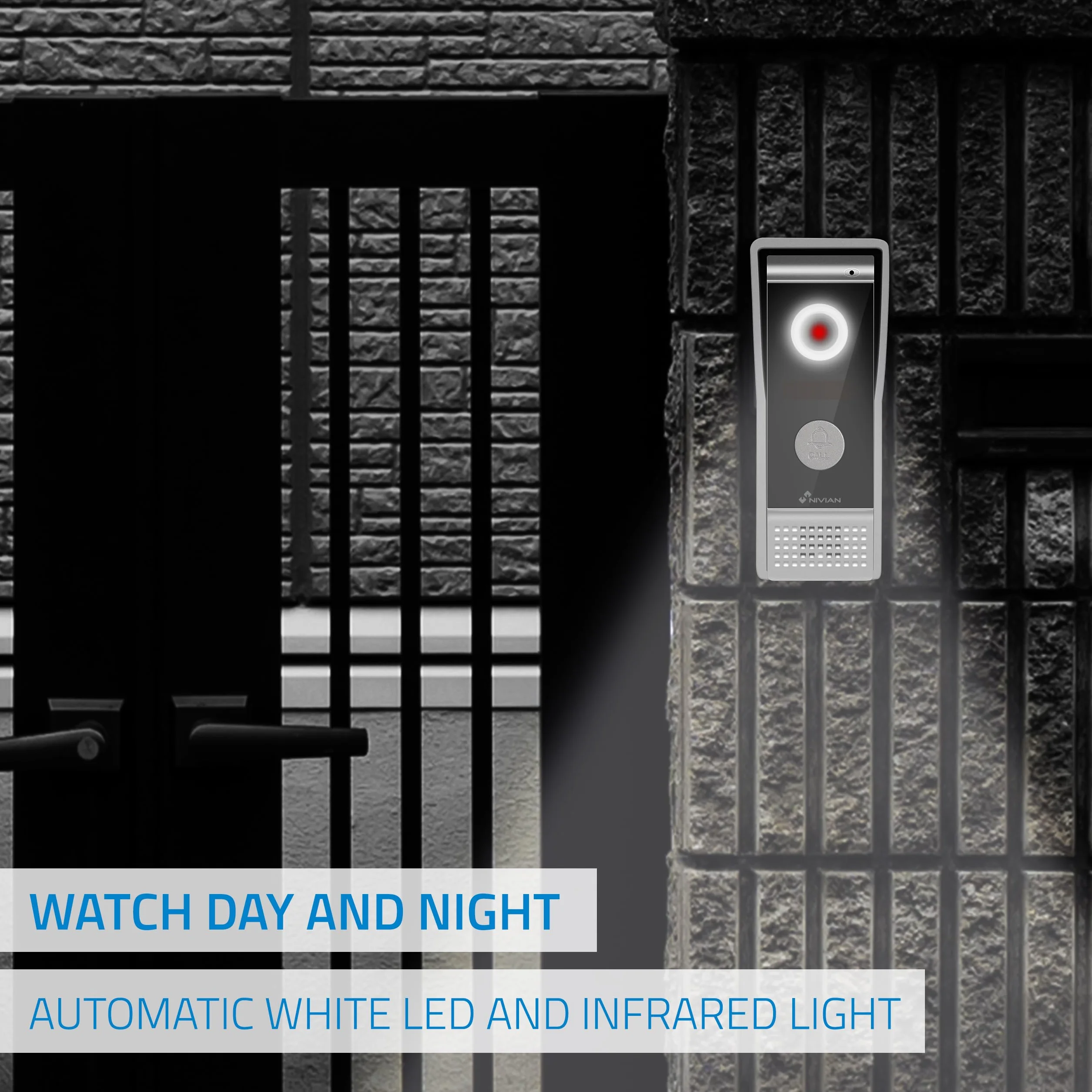 NIVIAN Videoportero 2 Hilos Analógico Monitor 7" IP65 Antivandálica Visión Nocturna Abrepuertas Eléctrico