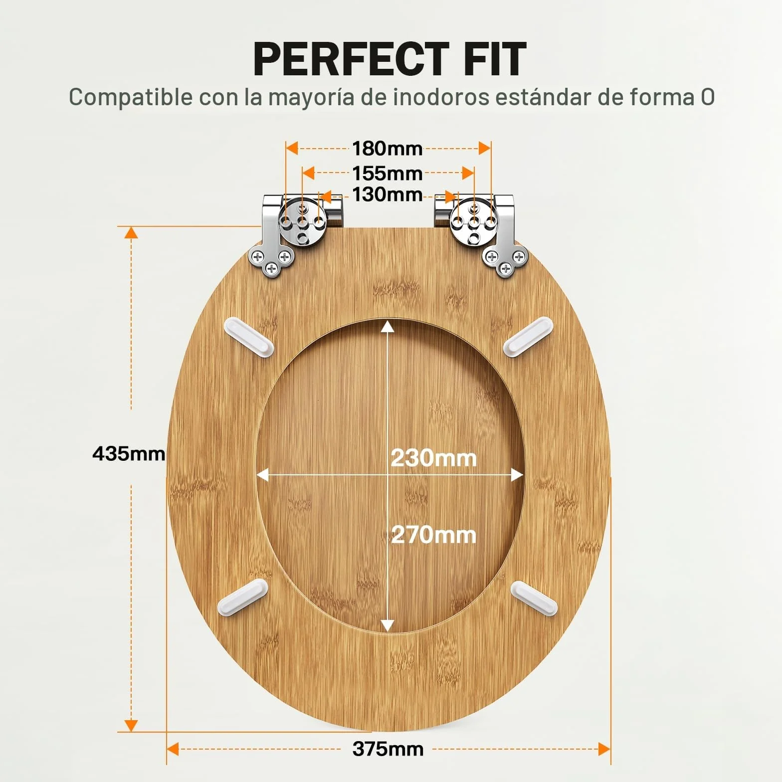 Pipishell tapadera wc de Madera en Forma de O Cierre Suave Bisagras Metal MDF Universal Cierre Lento