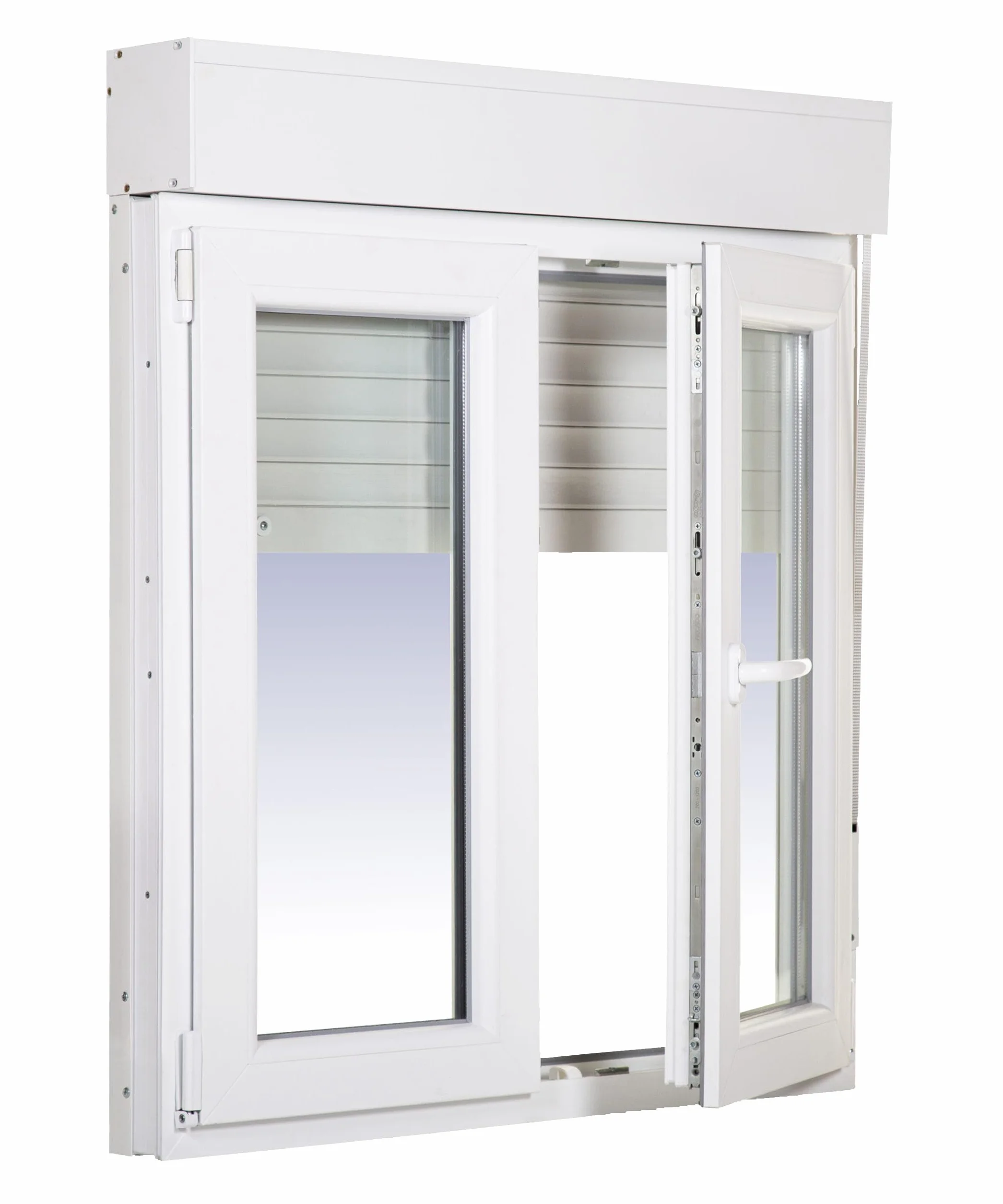 Ventanastock Ventana PVC 1400x1155 Practicable Oscilobatiente 2 hojas con Persiana de PVC