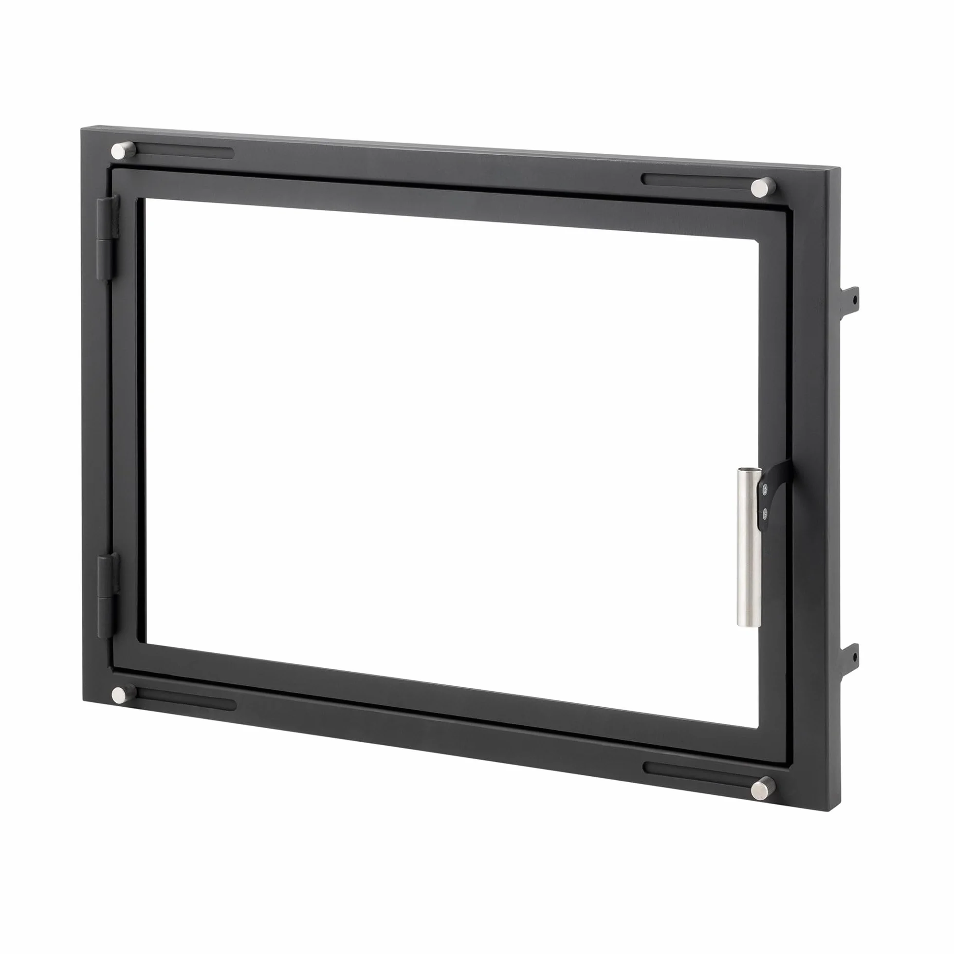 X6 | Puerta de Chimenea a Medida | Puerta para Chimenea, Estufa, Barbacoa y ahumador | Cristal vitrocerámico | Puerta de Acero con Marco | Versión Premium con Accesorios INOX