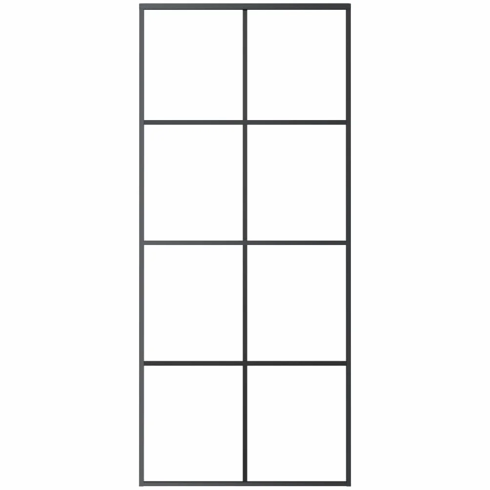 Refined Puerta corredera ESG vidrio y aluminio negro 90x205 cm Negro Transparente