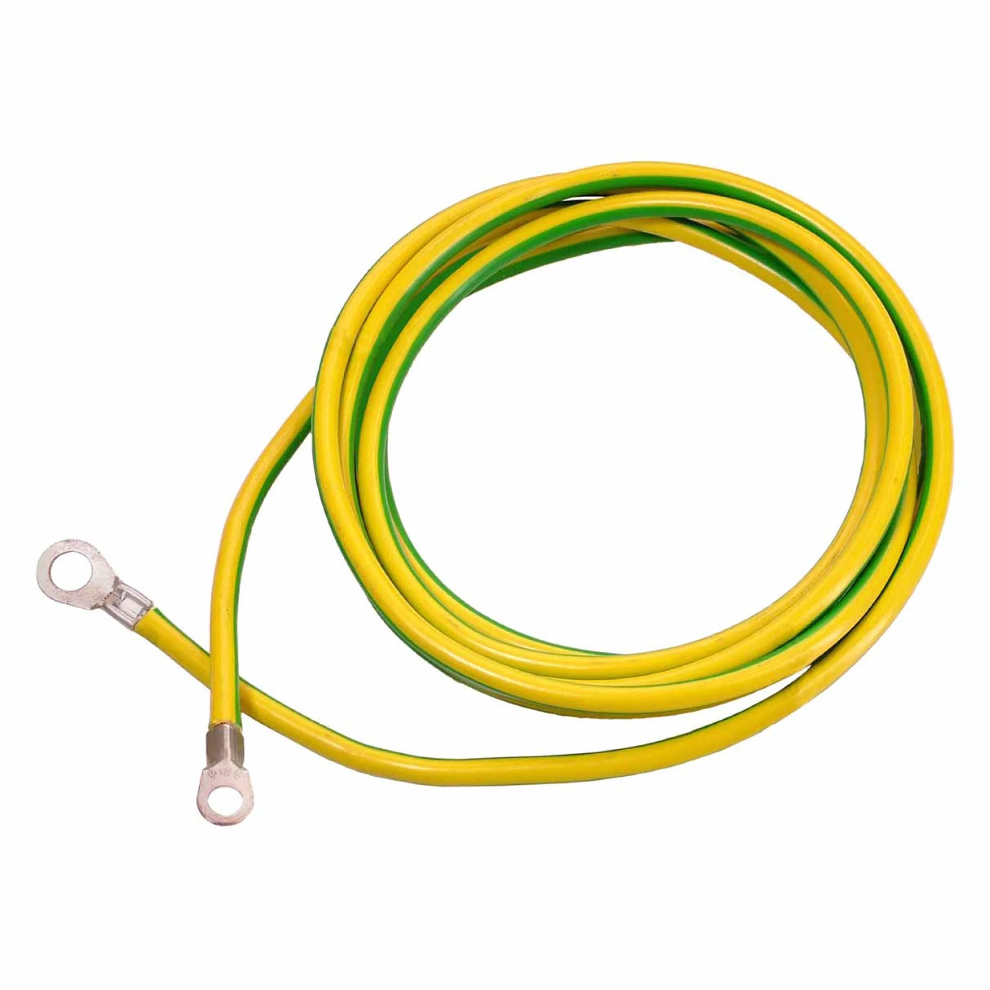as - Schwabe - Cable de puesta a tierra - conductor de tierra de 3 m - con 1 terminal de anillo A8 / 16mm², y 1 zapata de tierra A10 / 16mm² - Fabricado en Alemania - amarillo/verde I 70869