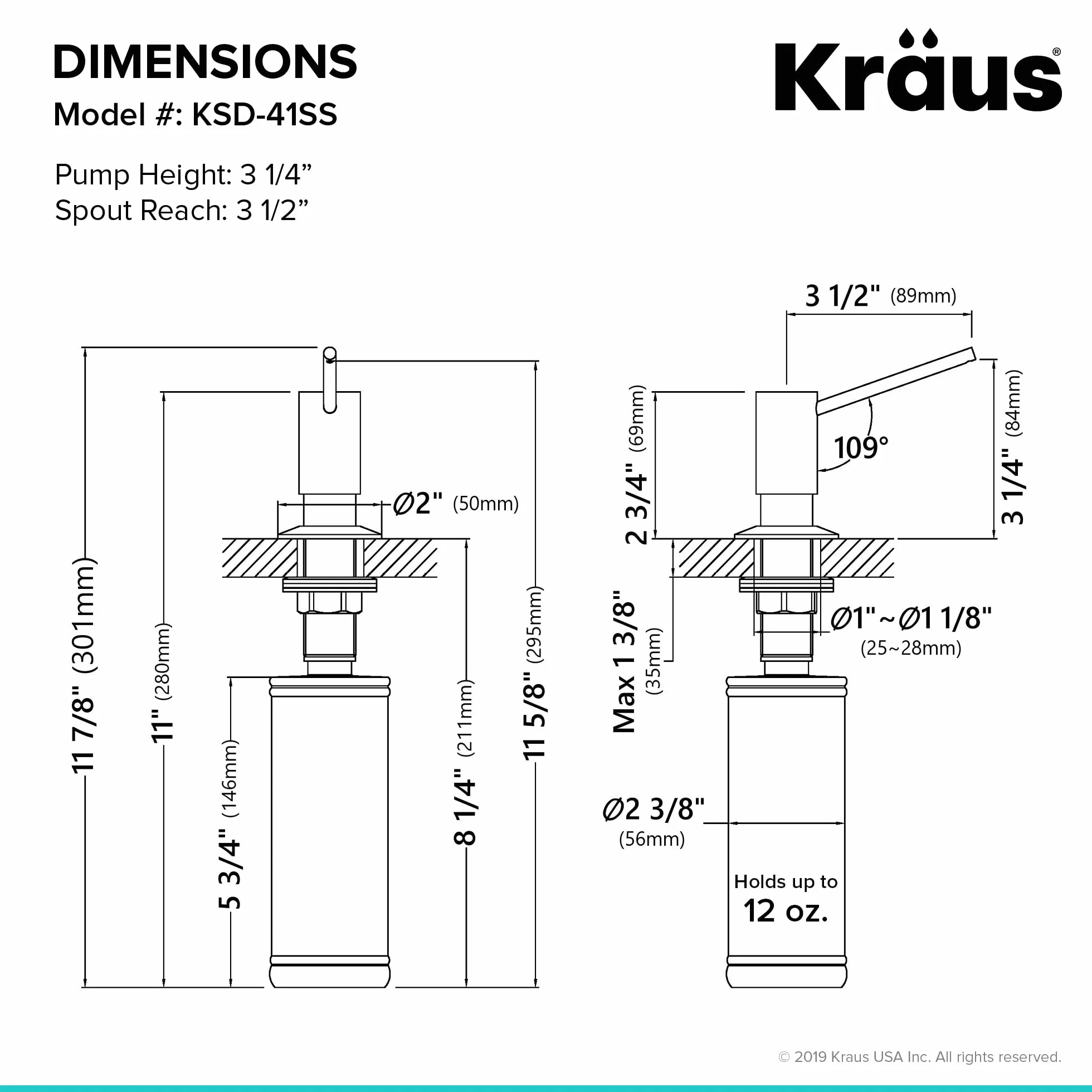 Kraus KSD-41SS Modern Soap Dispenser, Stainless Steel