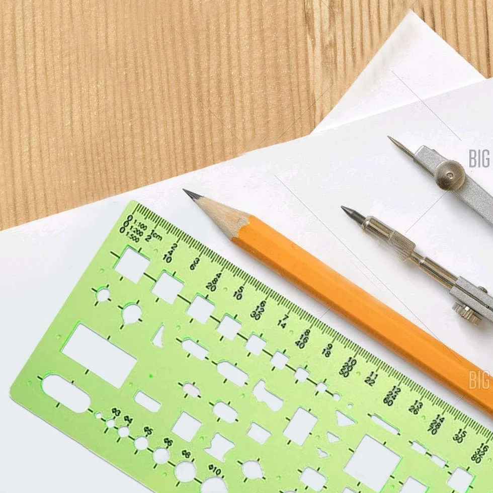 Plantillas de Dibujo Geométrico Regla Formas Geometricas 6 Piezas para Oficina Escuela