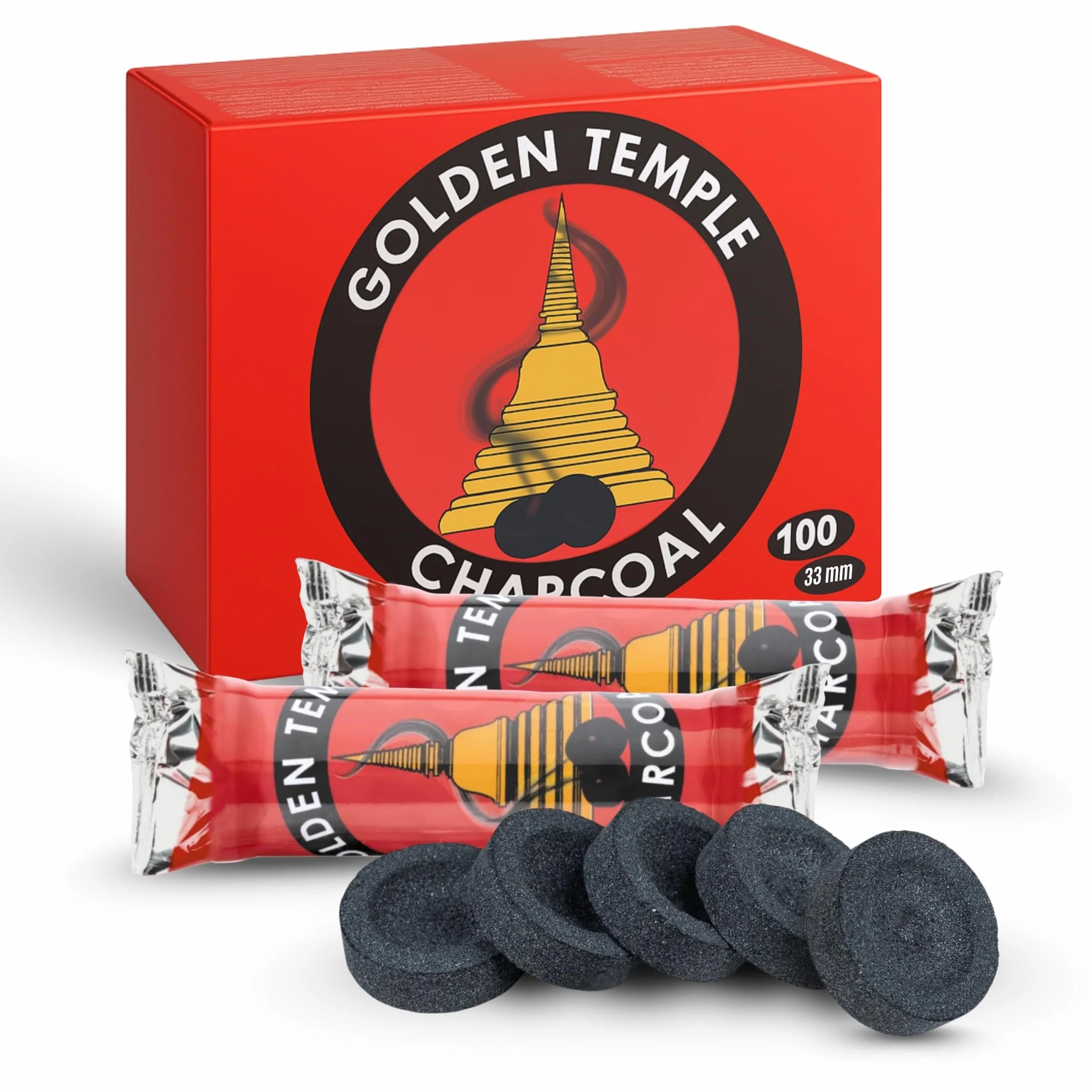 LivuX 100 pastillas de carbón de incienso 33 mm – carbón ahumado de encendido rápido, 10 rollos, ideal para quemar incienso