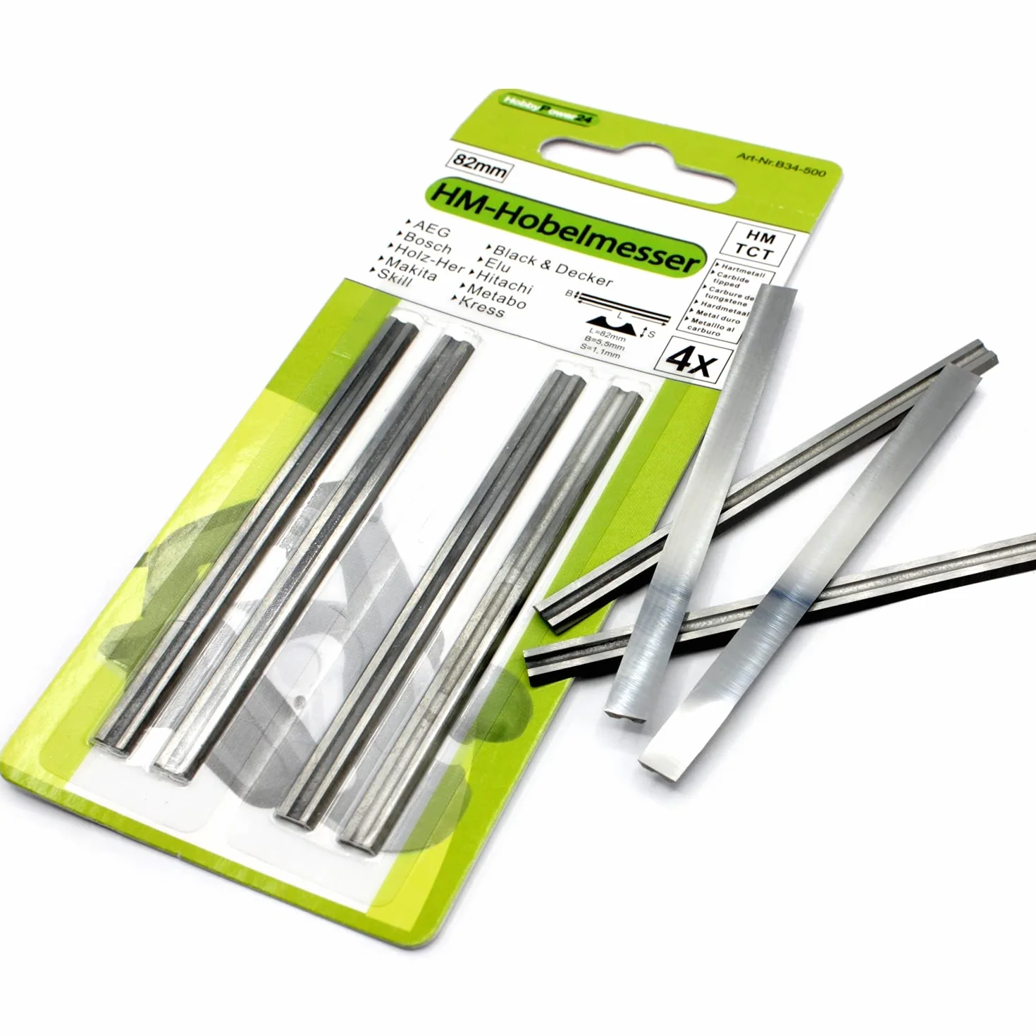 Bosch Hobel Pho 15 82/Pho 2 82/Pho 2000 HM Reversible Cuchillo 82 mm 4 pieza para Cepilladora Eléctrica