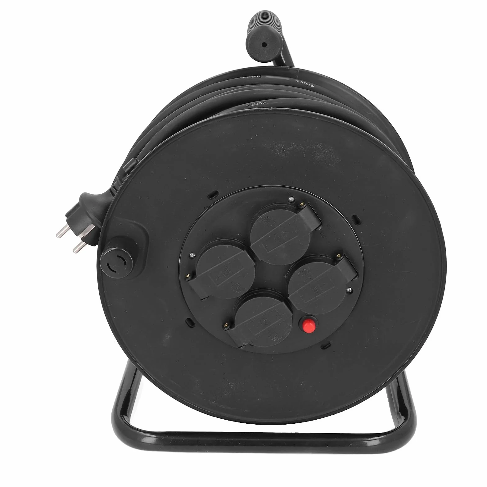 Hyuduo Carrete de Cable Carrete de Cable de Extensión para Exteriores 35 M H05RR F mm² 4 Enchufes IP44 Acero Inoxidable PP Neopreno Cobre para Jardín Taller Uso en el Lugar de Trabajo