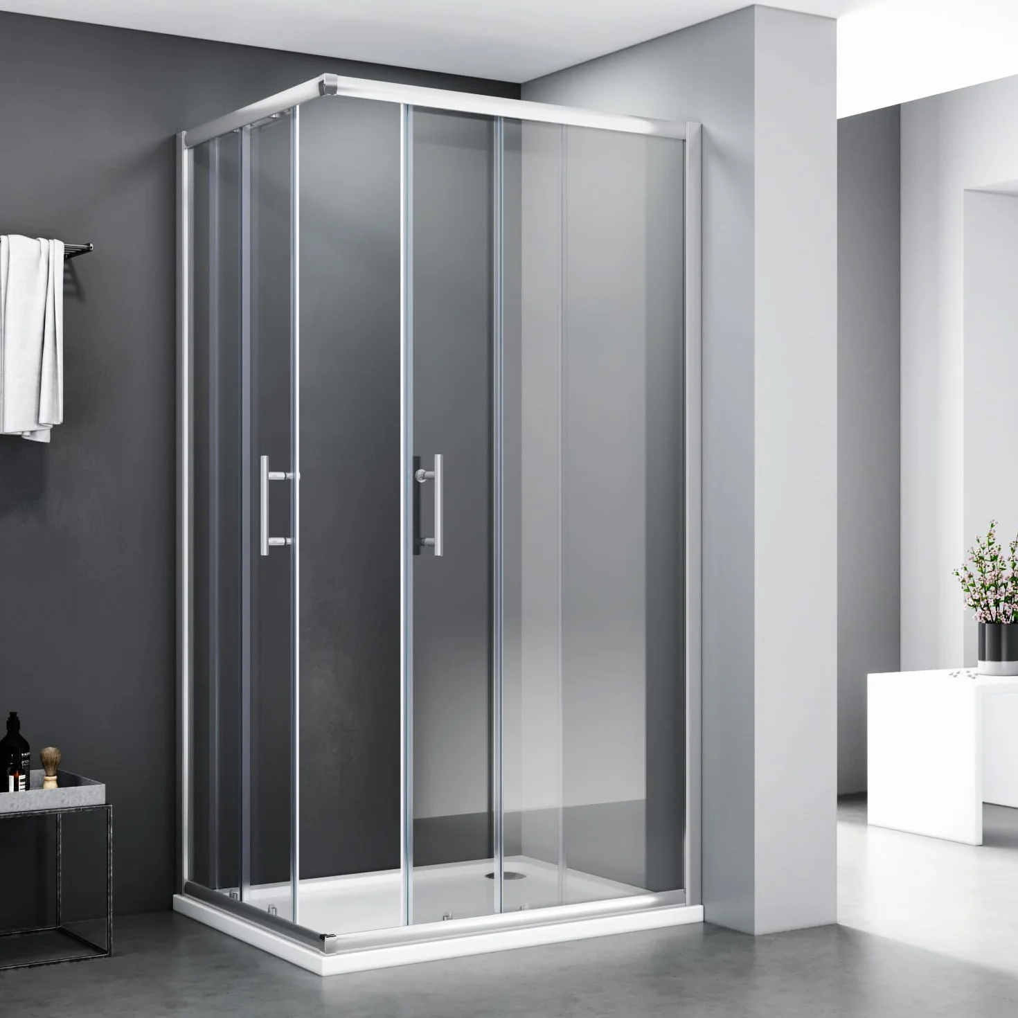 SONNI Mampara de Ducha 100x70 cm Retangular,Cabina de Ducha Corredera,Easyclean Vidrio Templado de Seguridad 5mm con NANO Tratamiento Antical