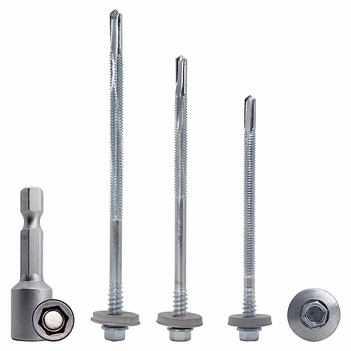 SKIR'CO Tornillos autoperforantes de 5,5 x 120 mm con arandelas EPDM para paneles sándwich, cabeza hexagonal (30 piezas)