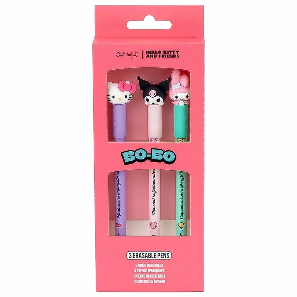 Mr. Wonderful Set de 3 bolis borrables Bo-Bo Hello Kitty My Melody Kuromi
