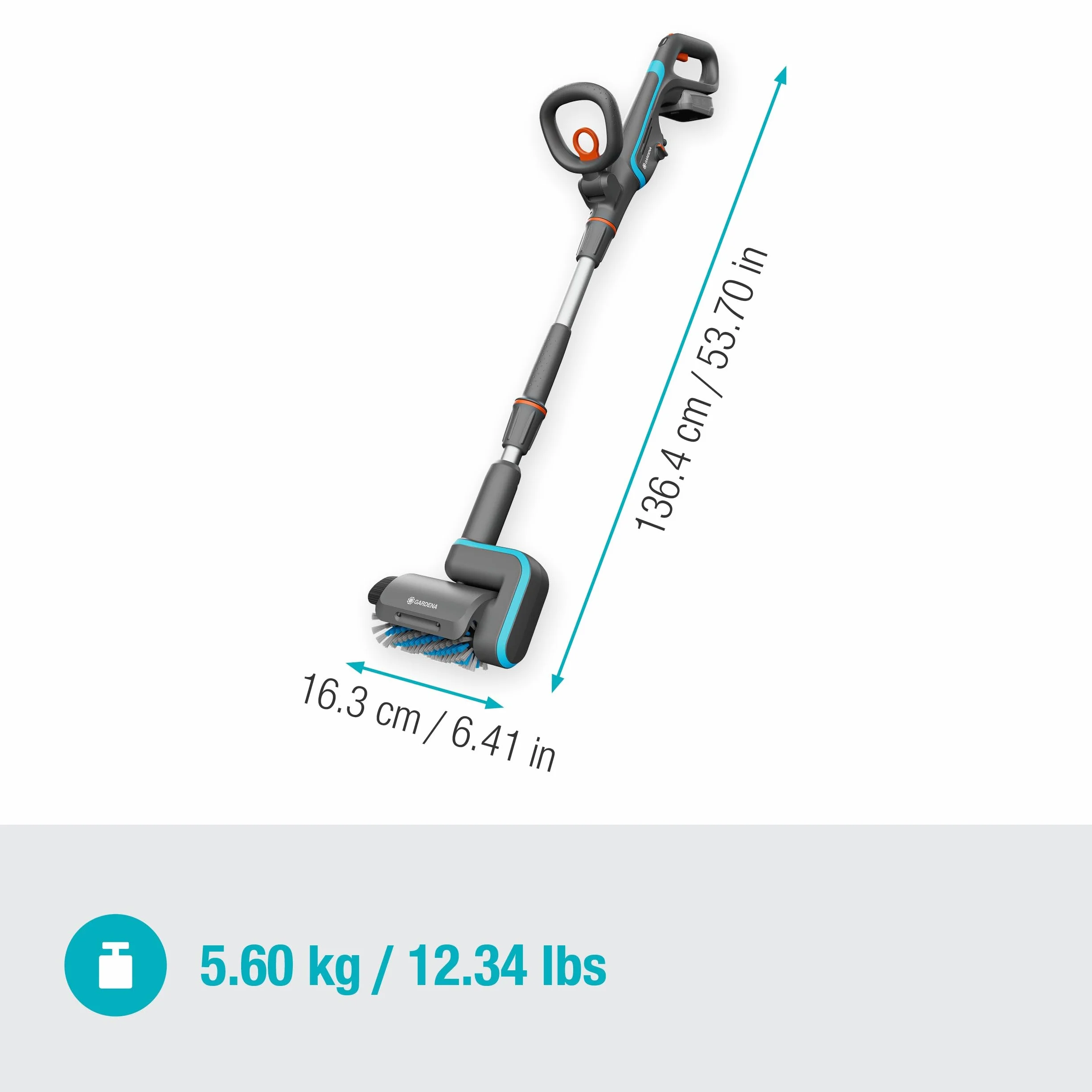 Gardena Multi limpiador AquaBrush Universal a batería 04/18V P4A Set listo para usar: Exterior, Superficie universal, Cepillo de perfilado, Funcionamiento con un solo toque, Sin cable (14842-20)