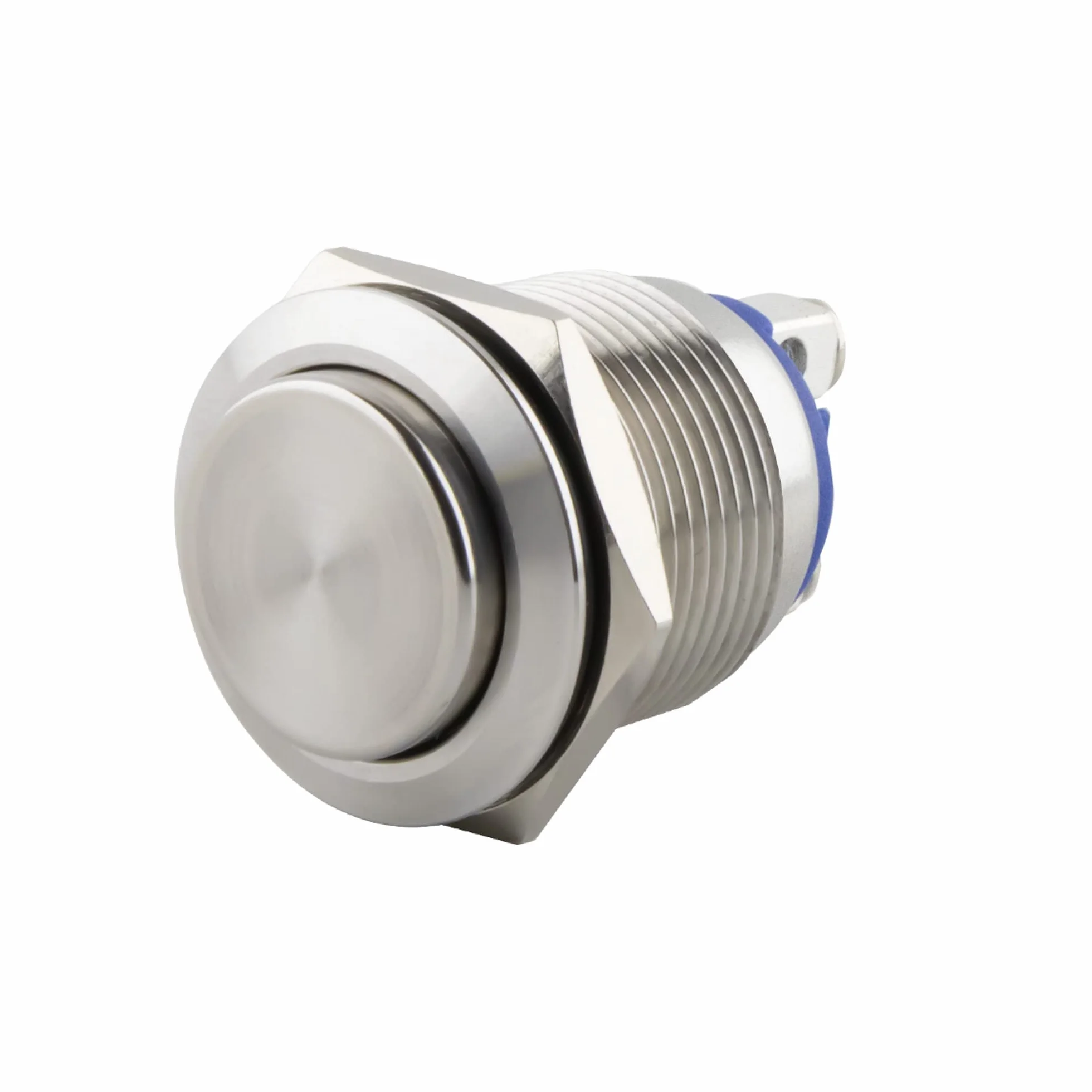 SeKi Pulsador de acero inoxidable de 19 mm de diámetro con forma de cabeza perdida y conexión de rosca.