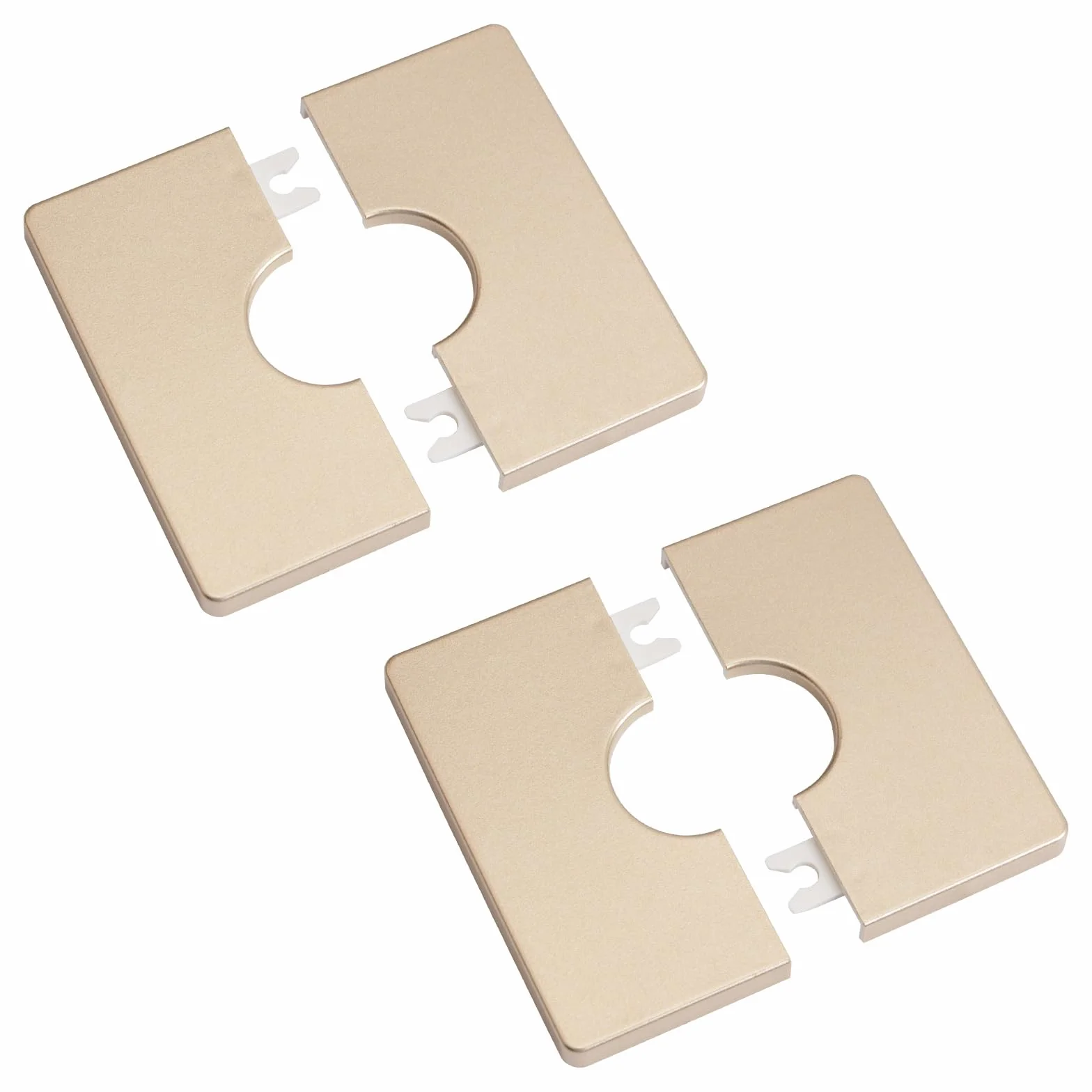 Cubiertas de tubo de pared UFURMATE, 2 piezas de placas de escudo cuadradas de plástico autoadhesivas, cubiertas de tubo de ducha decorativas, diámetro interior 28mm/1.1 pulgadas (dorado)