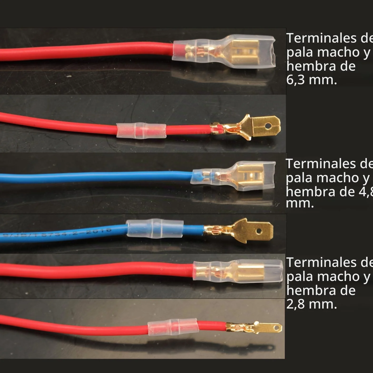 Conectores de Pala Macho y Hembra 2,8mm 4,8mm 6,3mm Aislados Terminales Faston 480pcs