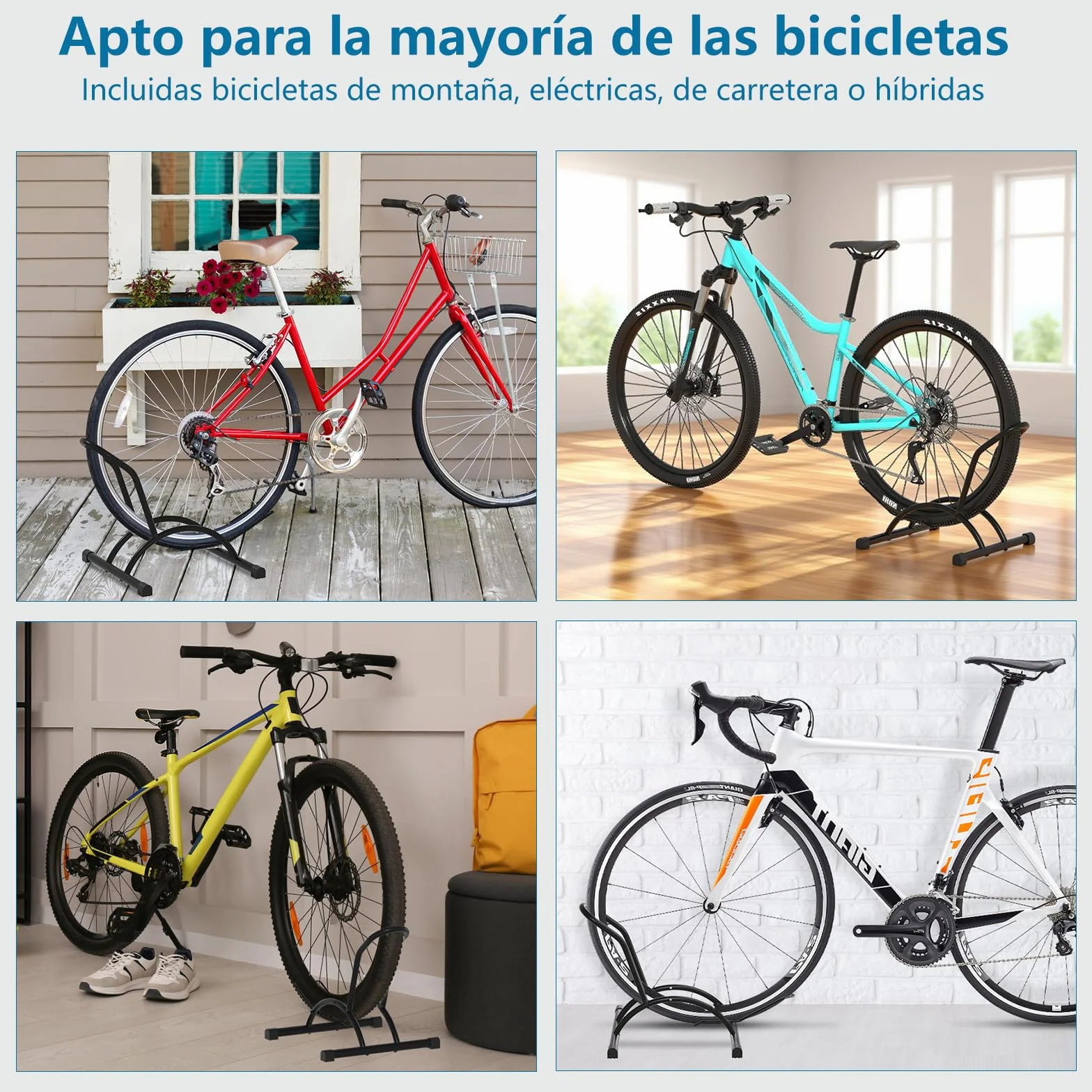 Urban Deco Soporte Bicicleta Suelo, Soporte para Aparcar Aparcamiento para Bicis de Suelo, Caballete Bicicleta Interior y Exterior