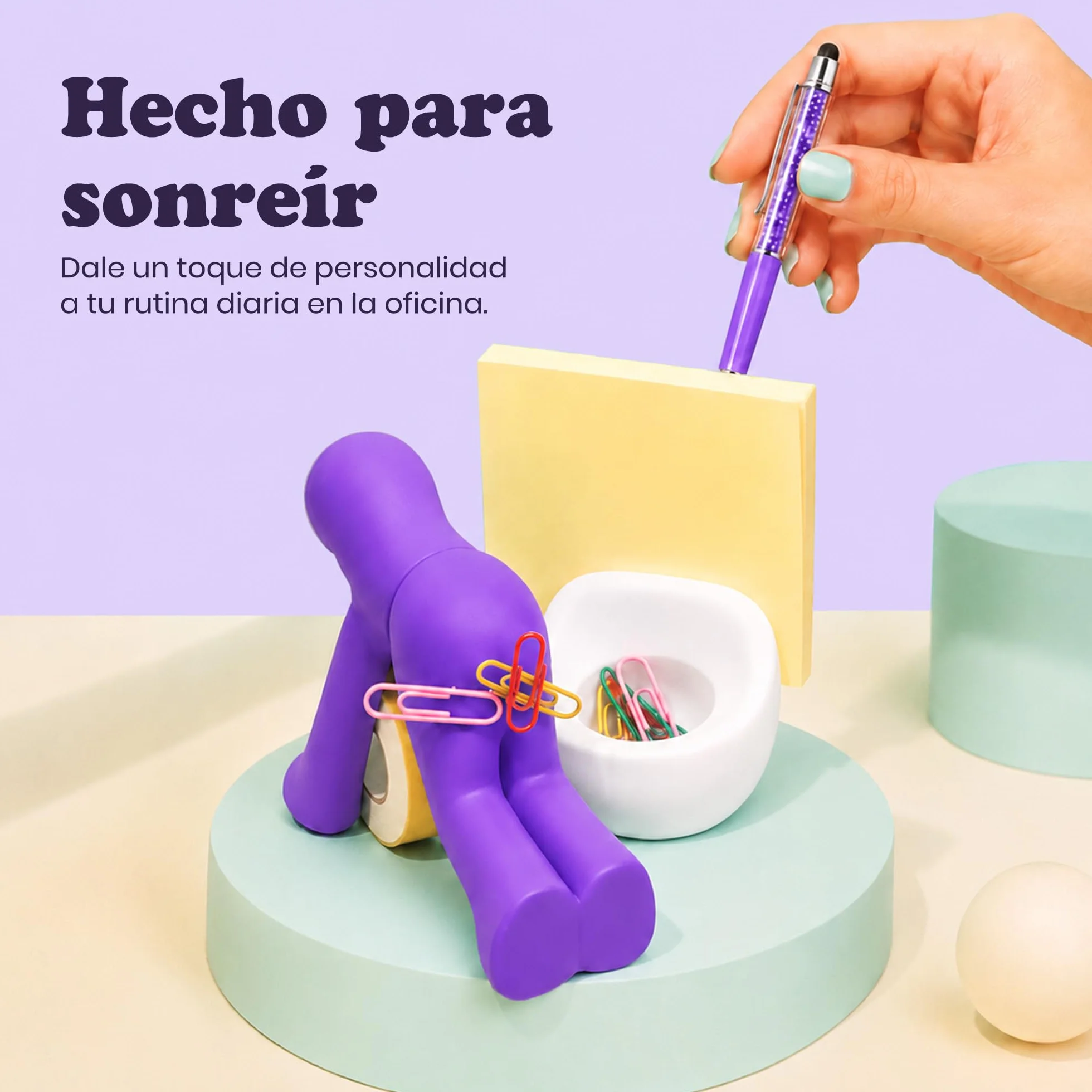 Rollo de cinta adhesiva con dispensador 15.2 x 14.8 x 6.6 cm 222 g Púrpura