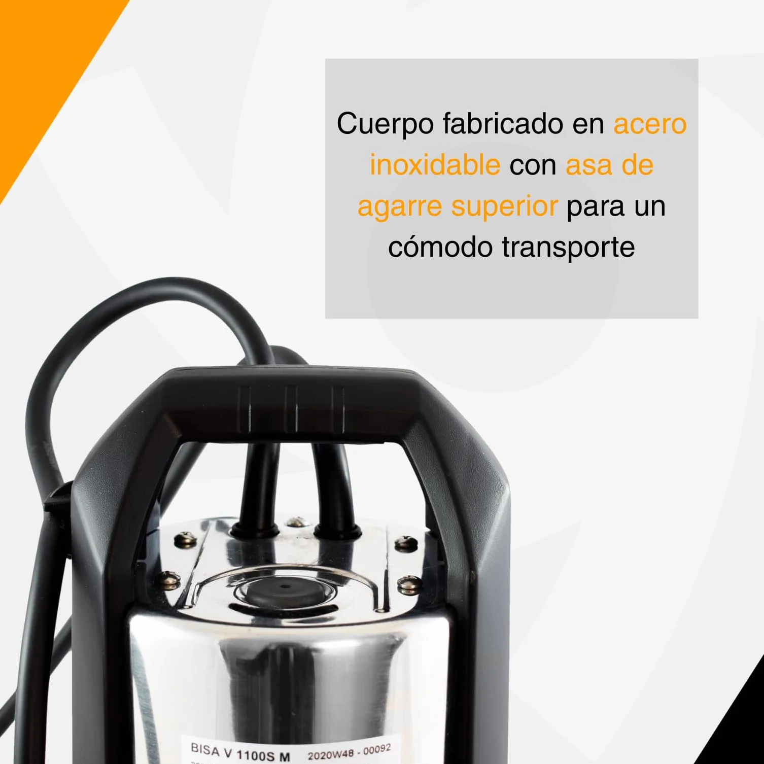 ESPA LEADER Bomba Sumergible BISA V 1100S M Acero Inoxidable 18000 l/h 8m 10m Cable