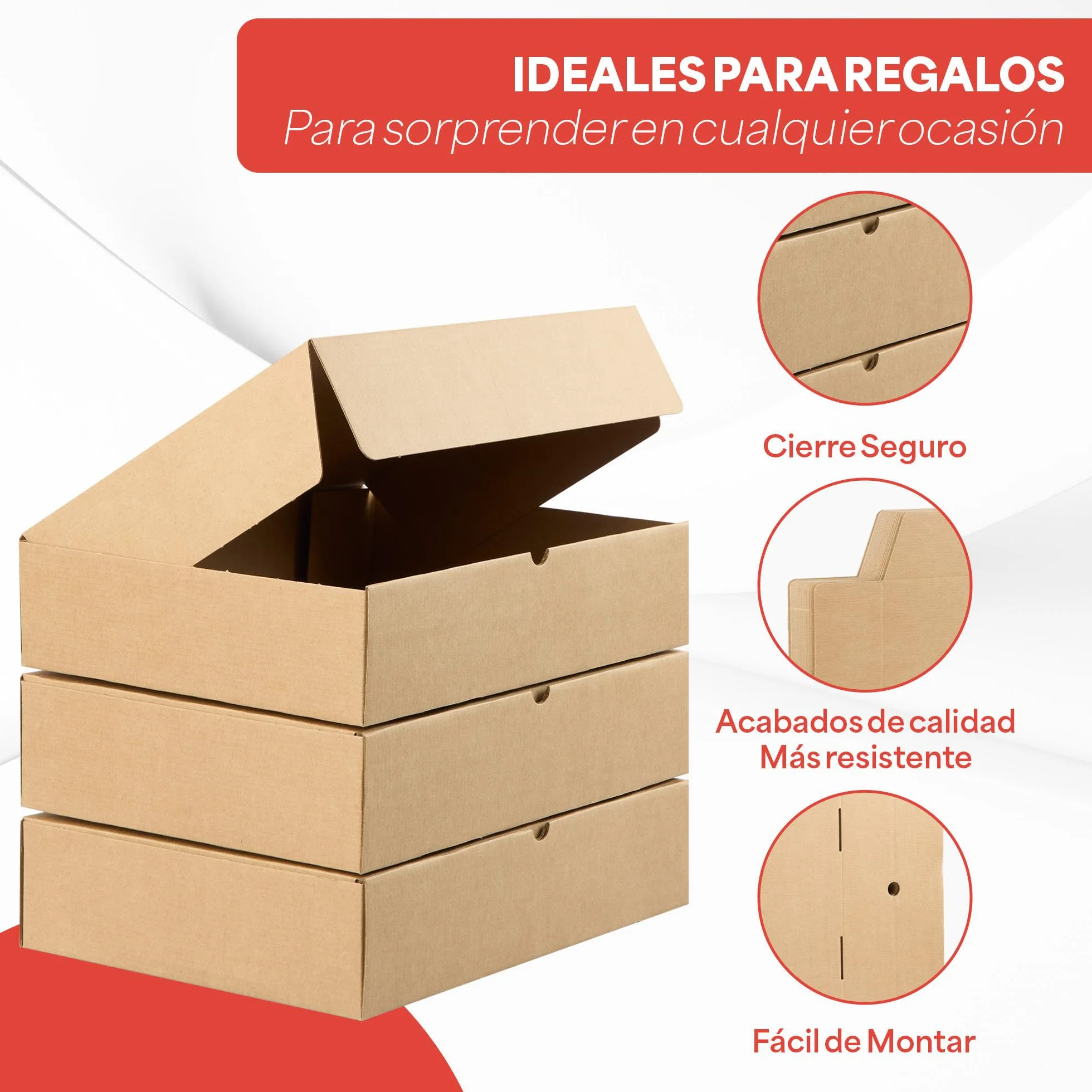 Pack 25 Cajas Cartón Automontables 35x26x8cm Kraft Envíos Regalo