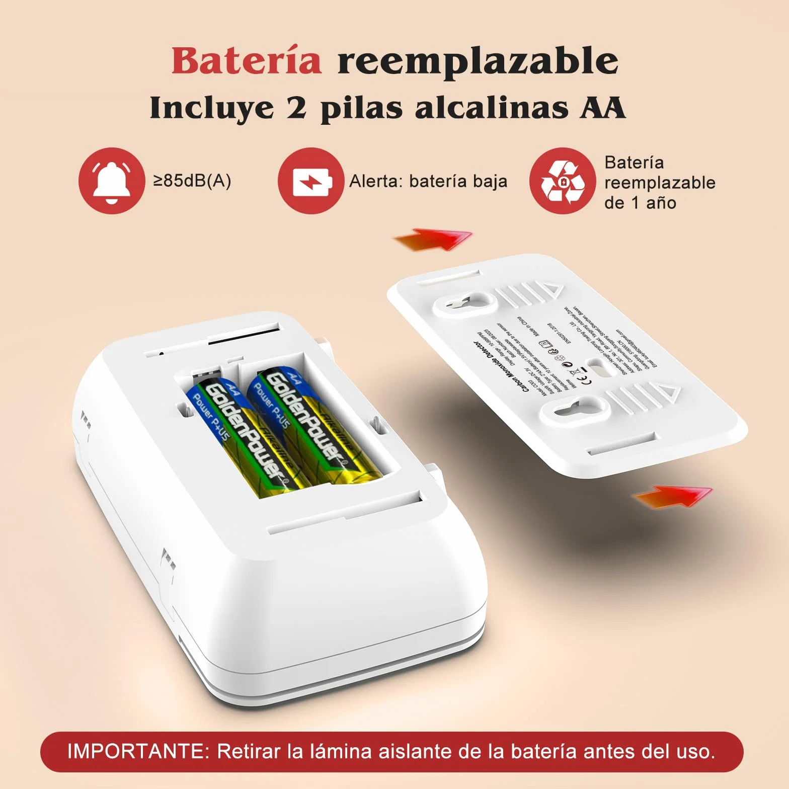 Safeliveo Detector de Monóxido de Carbono con Pantalla LCD,con Batería Reemplazable y botón de Prueba,Certificado EN 50291,Monitor Detector de CO Portátil para Hogar,Viajar y Caravanas -1 Pieza