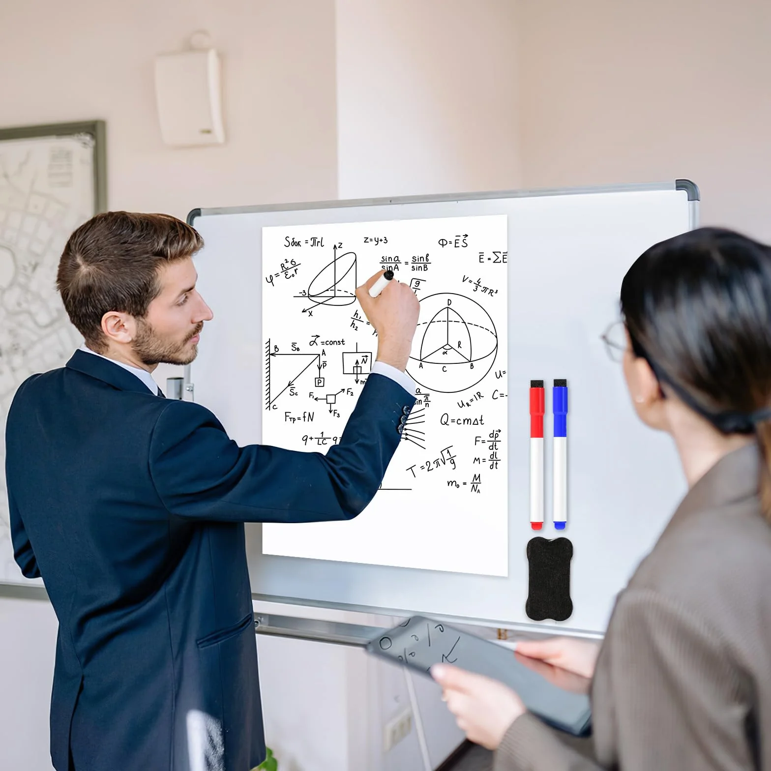 Pizarra Magnética Nevera Blendura A3 con Rotuladores y Goma, Tablero Blanco Magnético 42x29.3 cm para Planificar Estudios y Notas
