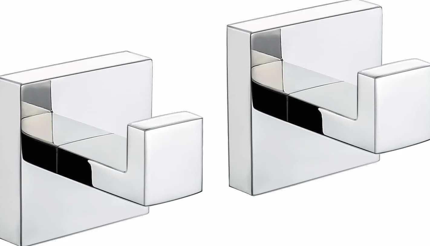 YUET 2 Piezas Gancho Toalla Soporte Pared Acero Inoxidable 304 Toallas de Baño Colgador Montado en la Pared Cocina Percheros Toalleros Garaje (Cromo)