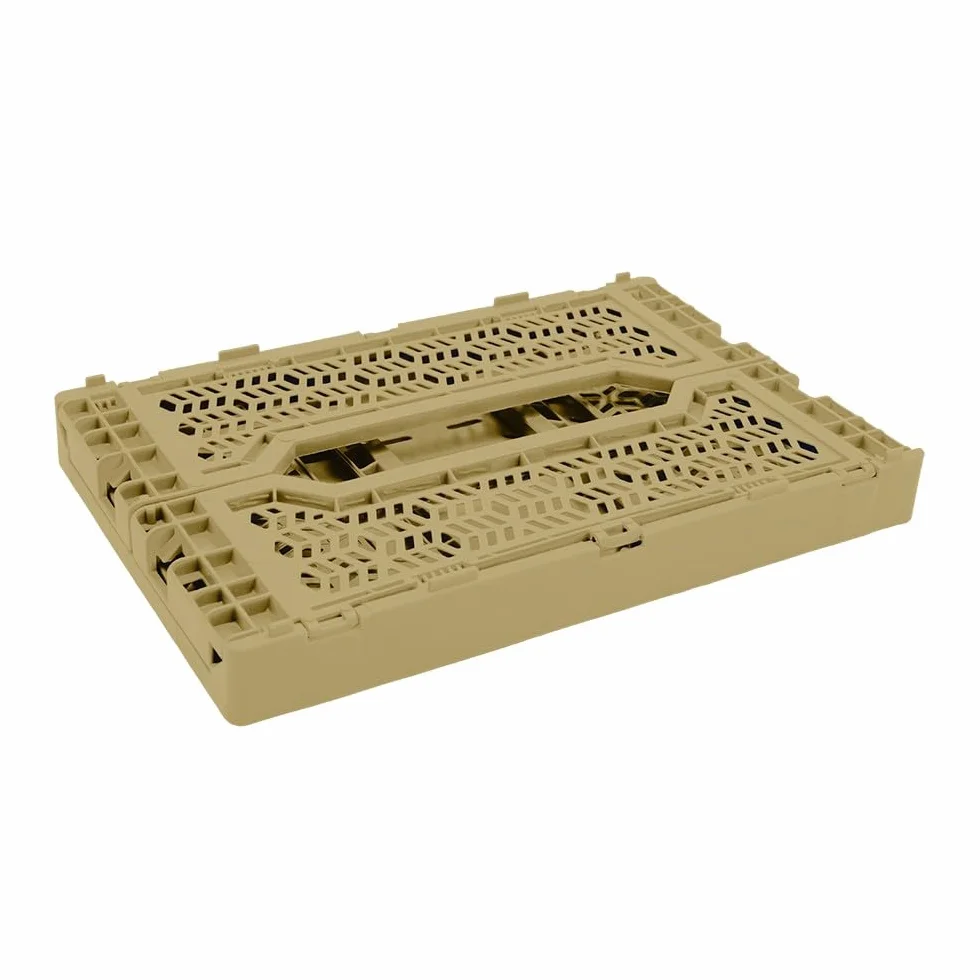 Lote de 4 cajas de almacenamiento plegables 27x17x10,5 cm Plástico amarillo con asas