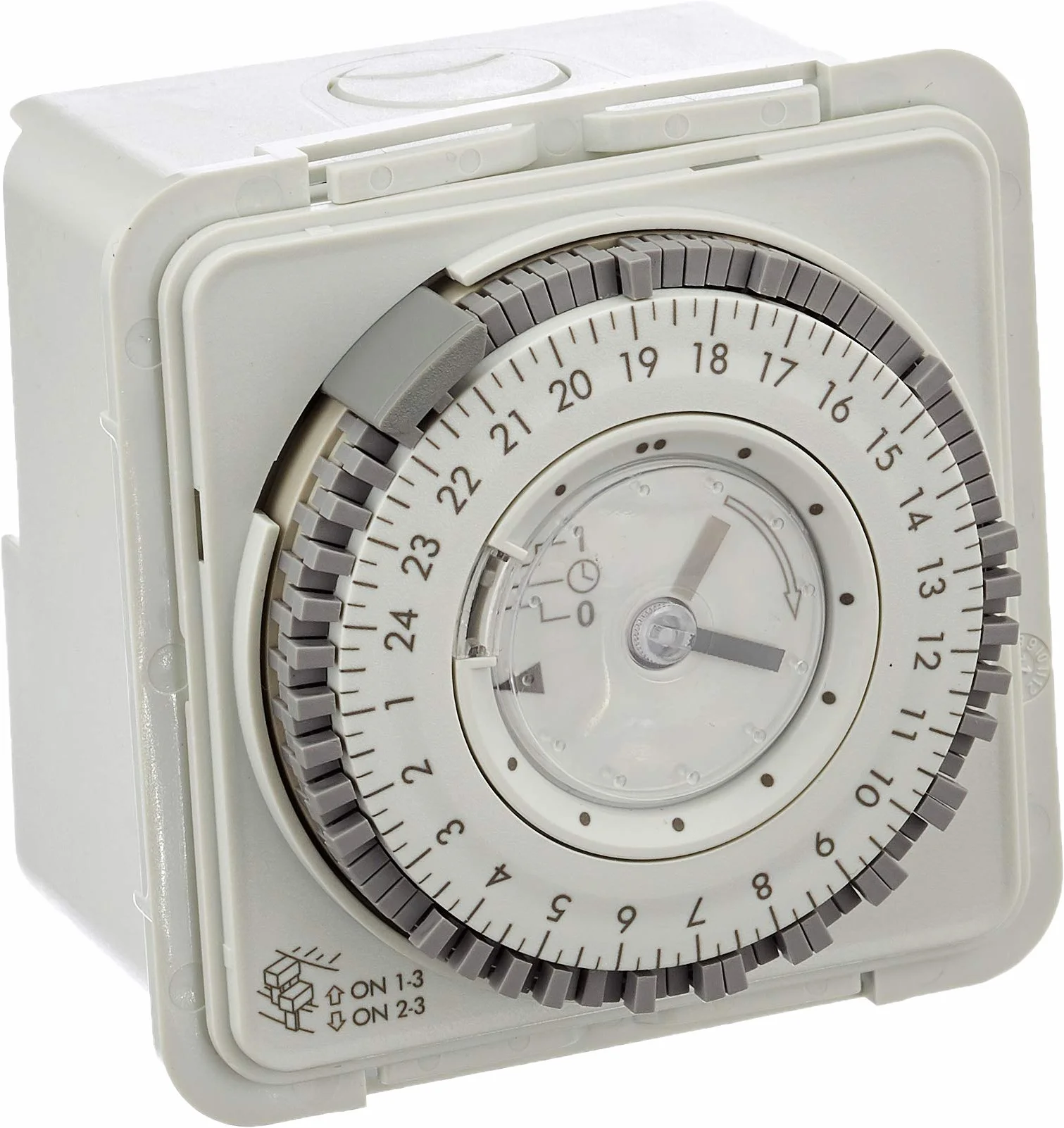 VEMER VP884100 NAPA D - Interruptor Horario Electromecánico, Temporizador con Programación Diaria, Instalación en Pared, Panel o Carril DIN, Gris Claro