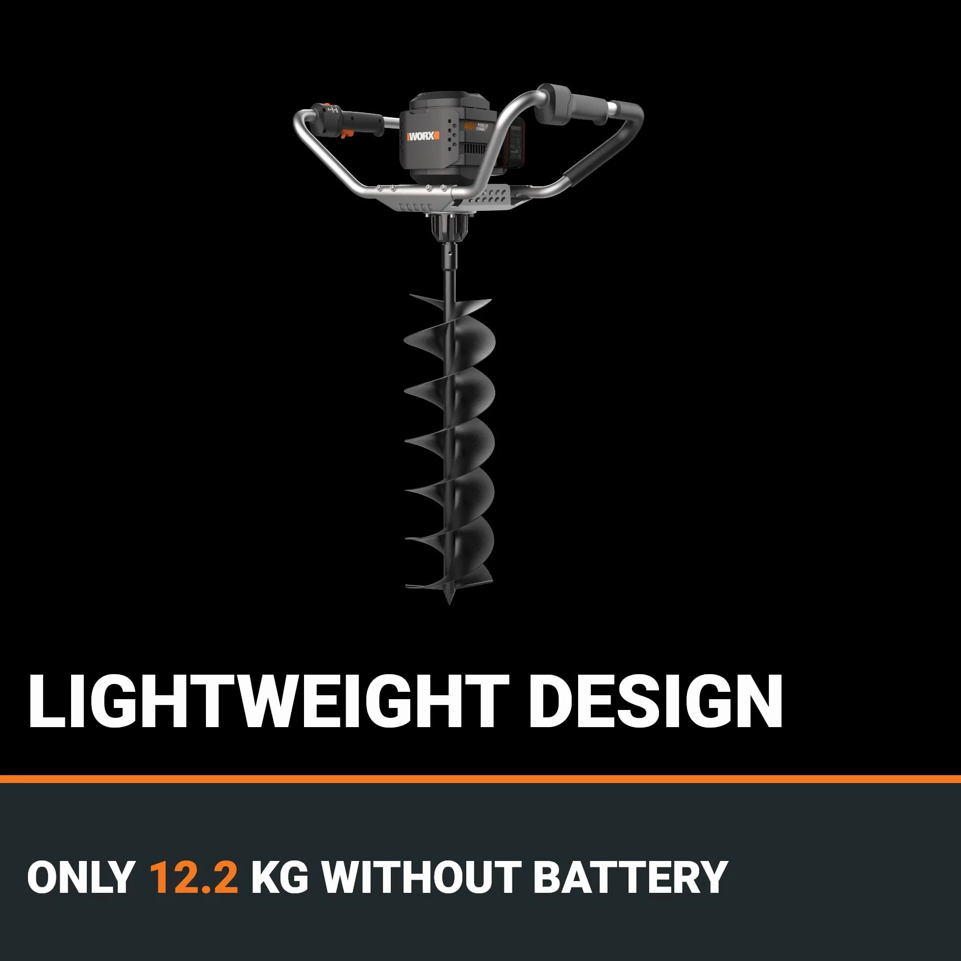 WORX - Barrera inalámbrica de 40 V WG865E.9, ideal para plantar árboles y cavar agujeros, motor sin escobillas y 2 modos, compacta y ergonómica, sin batería ni cargador