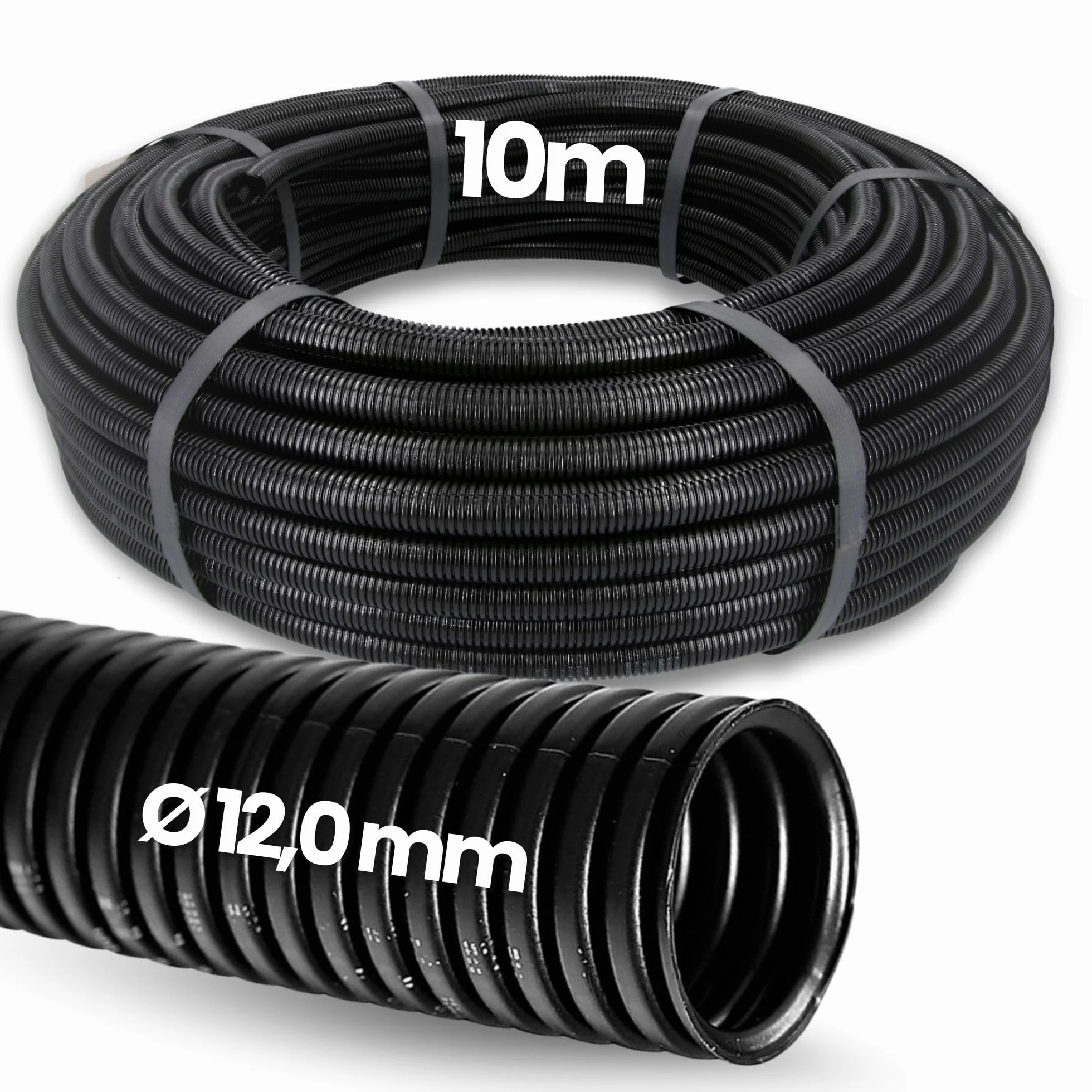 Kalitec - Tubo corrugado cerrado NW 12 I sin ranuras, tubo de protección para martas, tubo vacío, protector de cable AD 15,6 mm, ID 12 mm