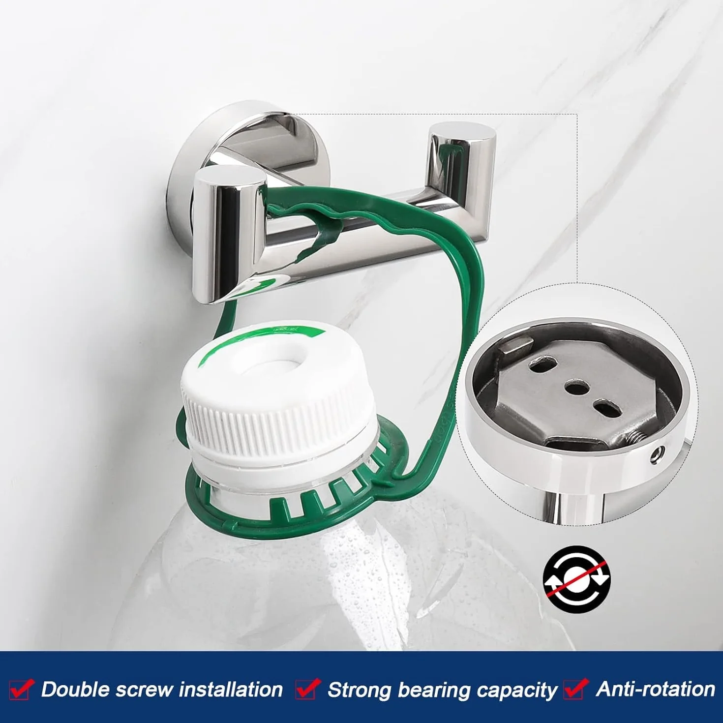 YUET 2 Piezas Ganchos para Pared, Acero Inoxidable, Colgador Toallas, Colgador para Baño Cocina Albornoz Trapos, Toalleros de Gancho de Baño con Tornillo, Montaje en Pared (Plata Pulida)