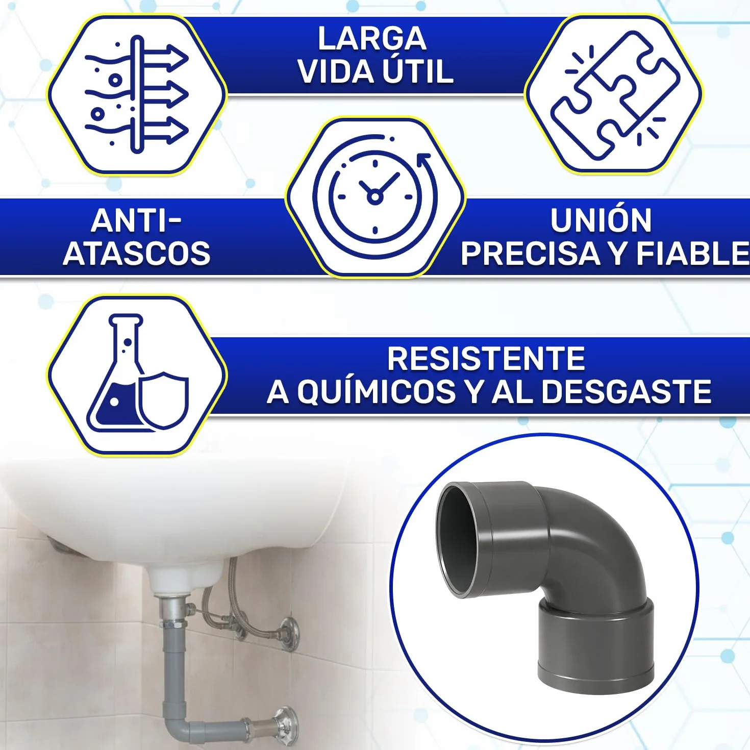 Codo PVC 87° Ø 50mm Hembra-Hembra MONTERAL para Tuberías Alcantarillado Drenaje