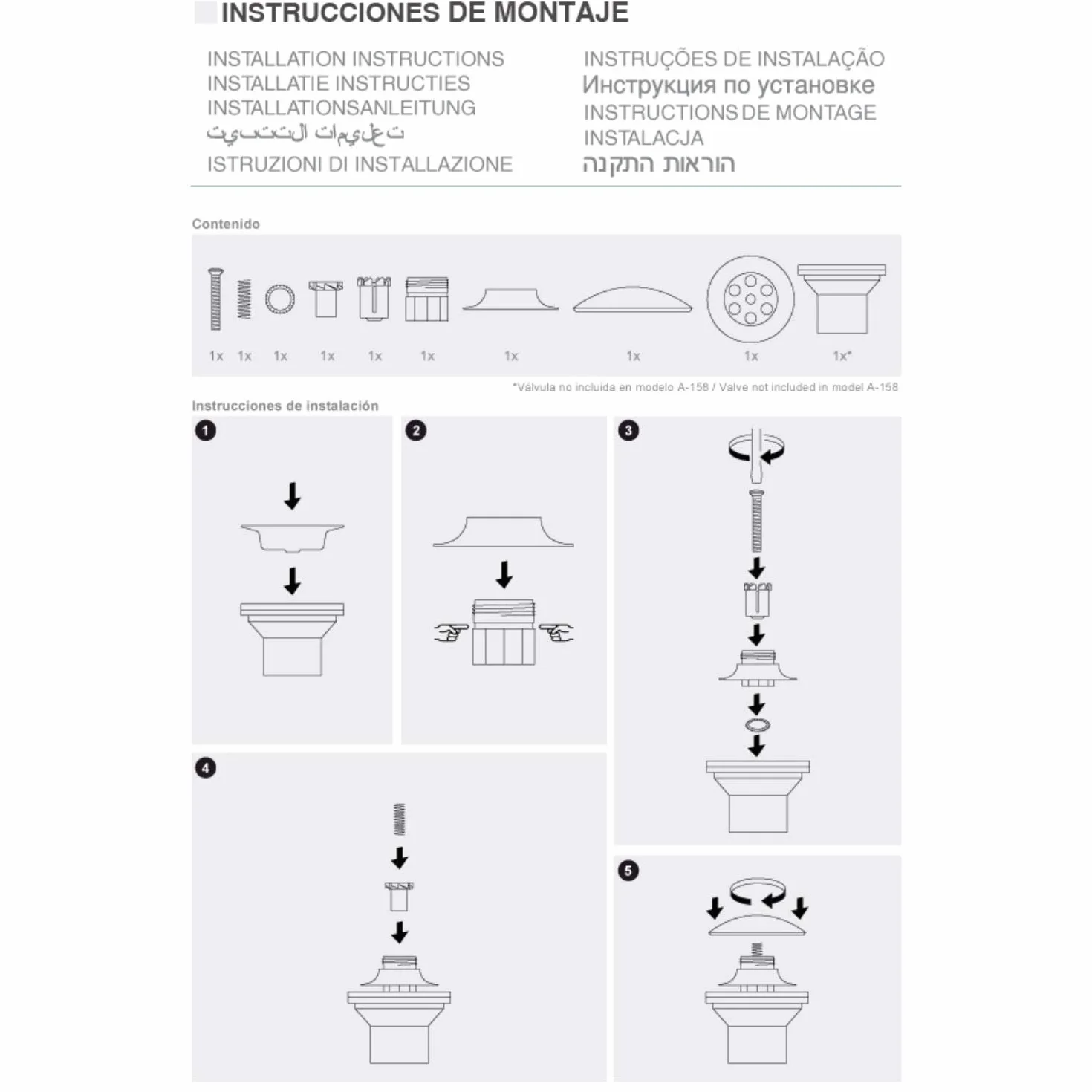 Jimten A-158 - Kit para válvula desagüe lavabo Click-Clack