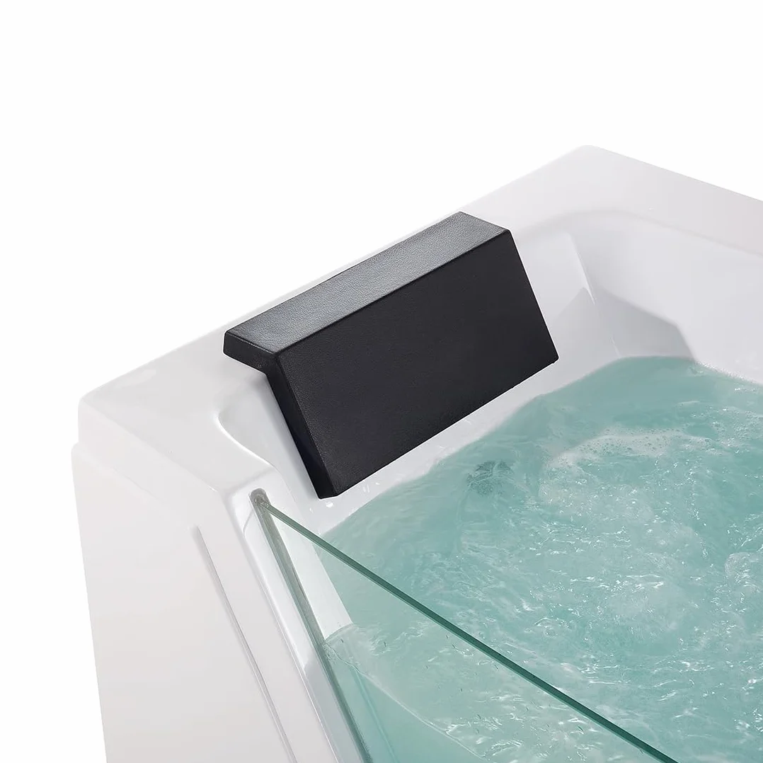 Bañera de hidromasaje blanco plata con LED de acrílico sanitario y vidrio individual 174 x 79 cm Samana