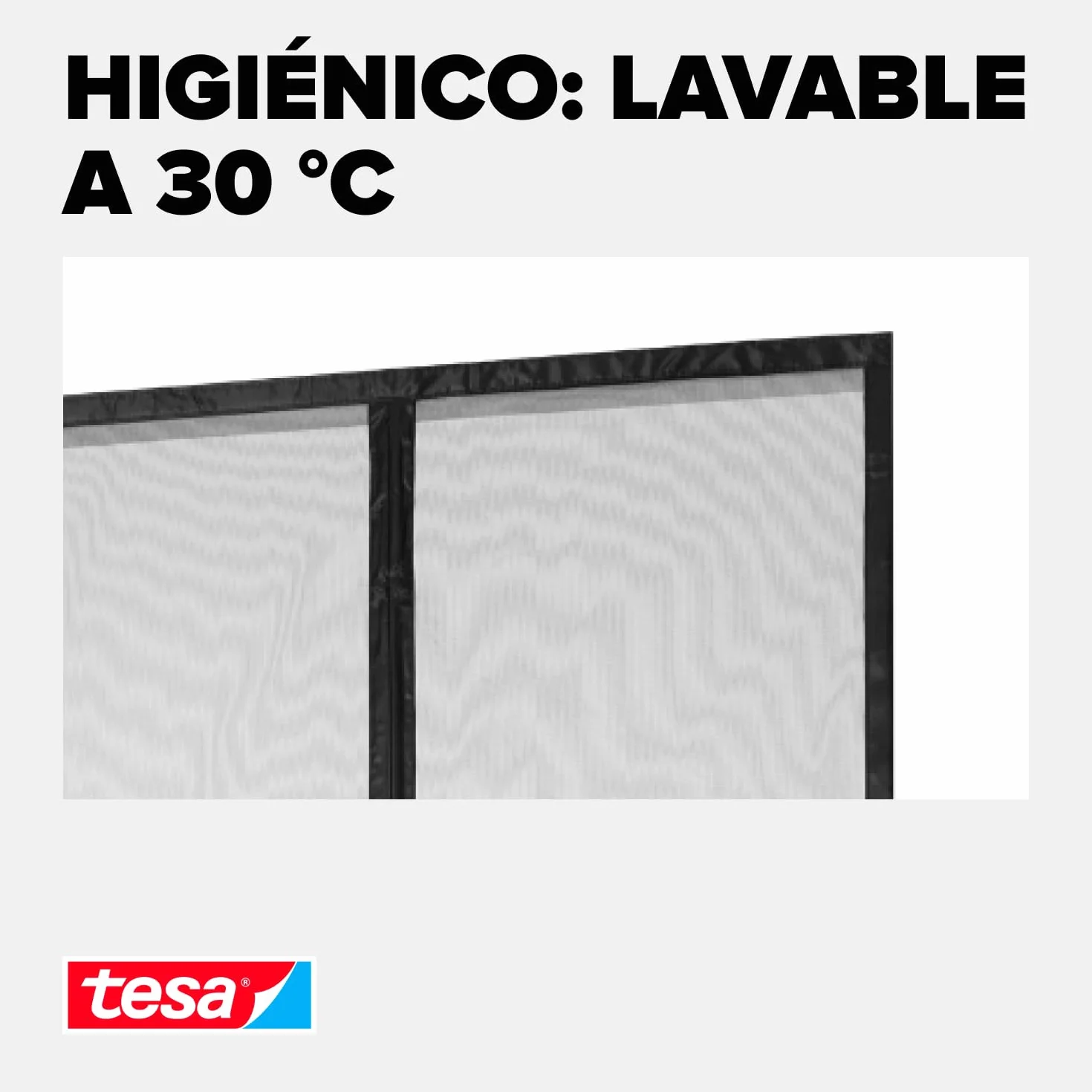 tesa Insect Stop - Cortina Mosquitera Magnética con Cierre Automático - Malla Protectora Contra Insectos para Puertas de Balcón y de Patio - Fácil Instalación sin Taladrar - 2,4 m x 1,2 m