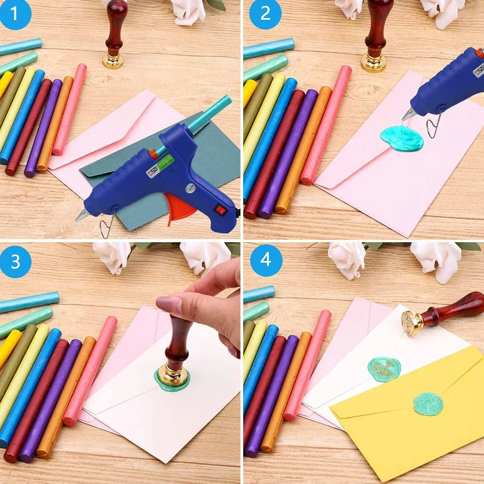 10 varillas de cera de sellado púrpura para sello de cera, barras de sellado AMTOL para pistola de pegamento, ideal para invitaciones de boda,sobres de tarjetas, envoltura de regalo.