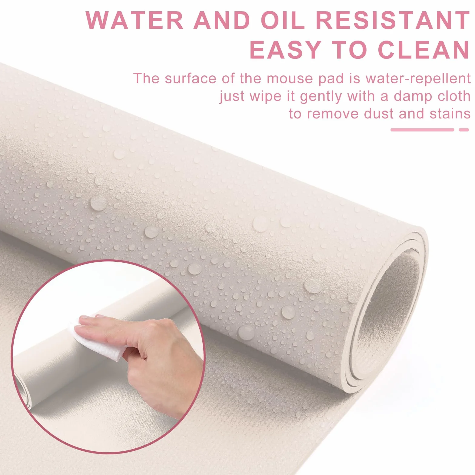 Alfombrilla de Escritorio Protector PU Impermeable Antideslizante 80x40 cm Mouse Pad Grande Beige