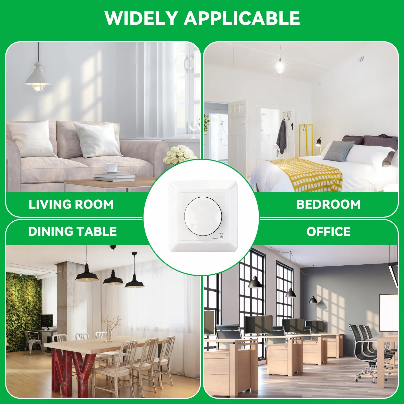 Regulador de intensidad led 230V dimmer interruptor regulador de luz 5-400W Incrustado regulables perilla de dimmer apto para lámparas LED monocromáticas incandescentes y halógenas BQ-TTDIM