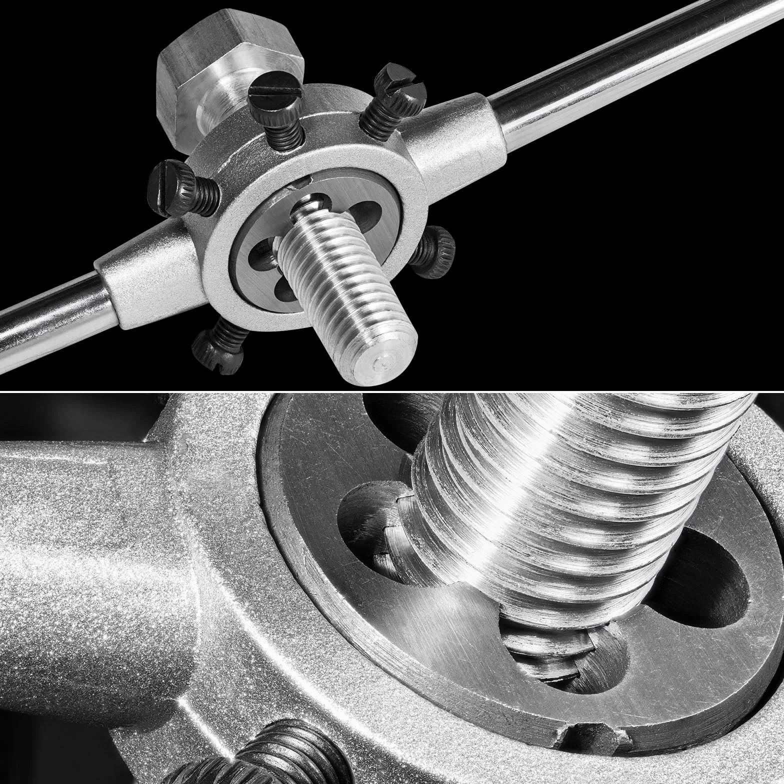 QUARKZMAN Manija de Llave de Troquel Redondo Ajustable de 45 mm (1.77") para Reparación de Roscas de Pernos (Ajuste de Troqueles Métricos M16-M20 / Troqueles de 45 mm de Diámetro Exterior)