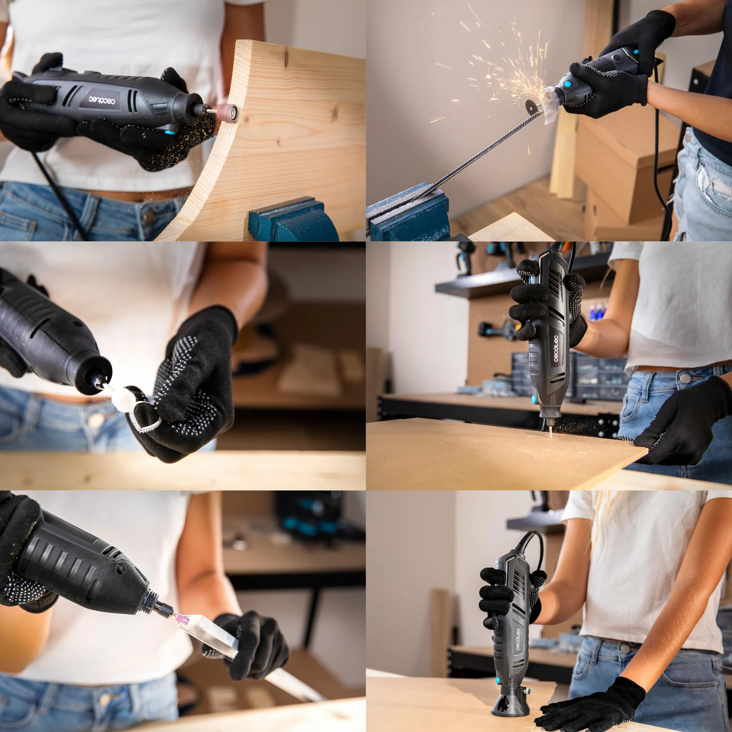 Cecotec Multiherramienta Rotativa con Cable - 256 Accesorios de Corte - Multihand 200 Power - Potencia 200W, Extensor Flexible, Velocidad Regulable, Corte, Lijado y Pulido, Incluye Maletín