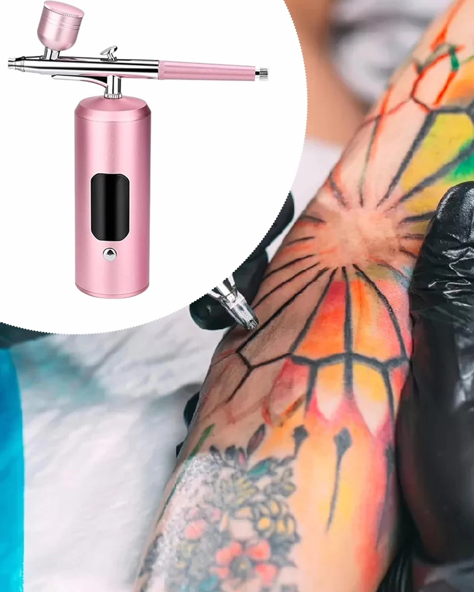 Aerografo con Compresor: 38 PSI Pistola de Aerografo Portátil con Pantalla LED Aerografo para Uñas, Maquillaje, Modelado de Tatuajes, Decoración de Pasteles