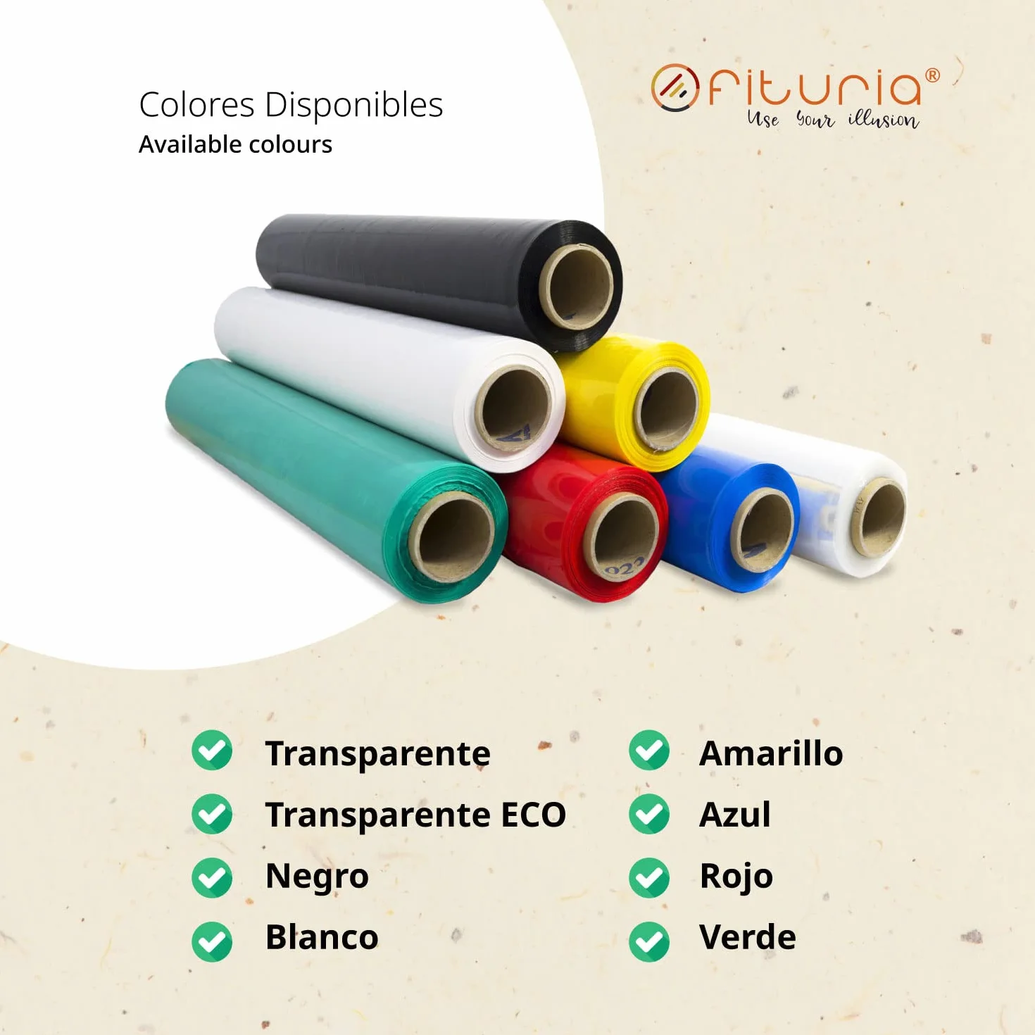 Film de Embalaje Elástico, Film de Plástico Negro para Embalar, Rollo de Plástico Protector de Envíos y Mudanzas, Rollo de 50cm y hasta 400 m Estirables - Ofituria (1 unidad)