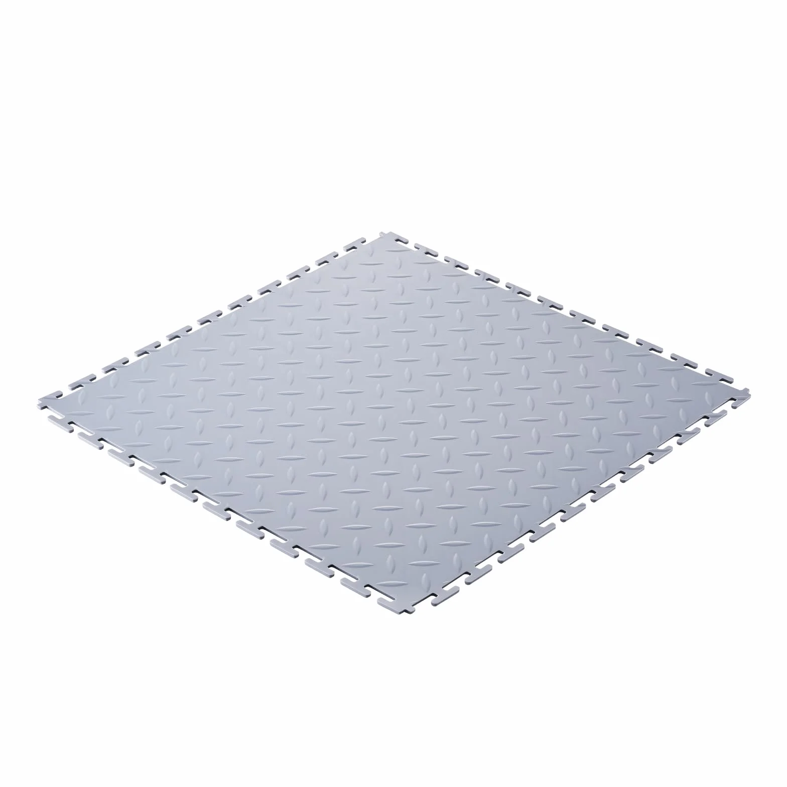 VEVOR Suelo de PVC Antideslizante para Garaje, Paquete de 16 Unidades de 513 x 513 x 5 mm, Instalación por Clic, con Patrón de Diamante para Taller, Almacén, Cuarto de Herramientas, Gris Claro