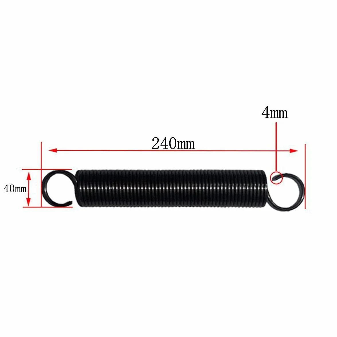 2 Piezas Muelle de extensión de acero para muelles con gancho spring, diámetro del alambre 4.0mm, OD 40mm, Longitud 240mm, Resorte de tensión de fuerza