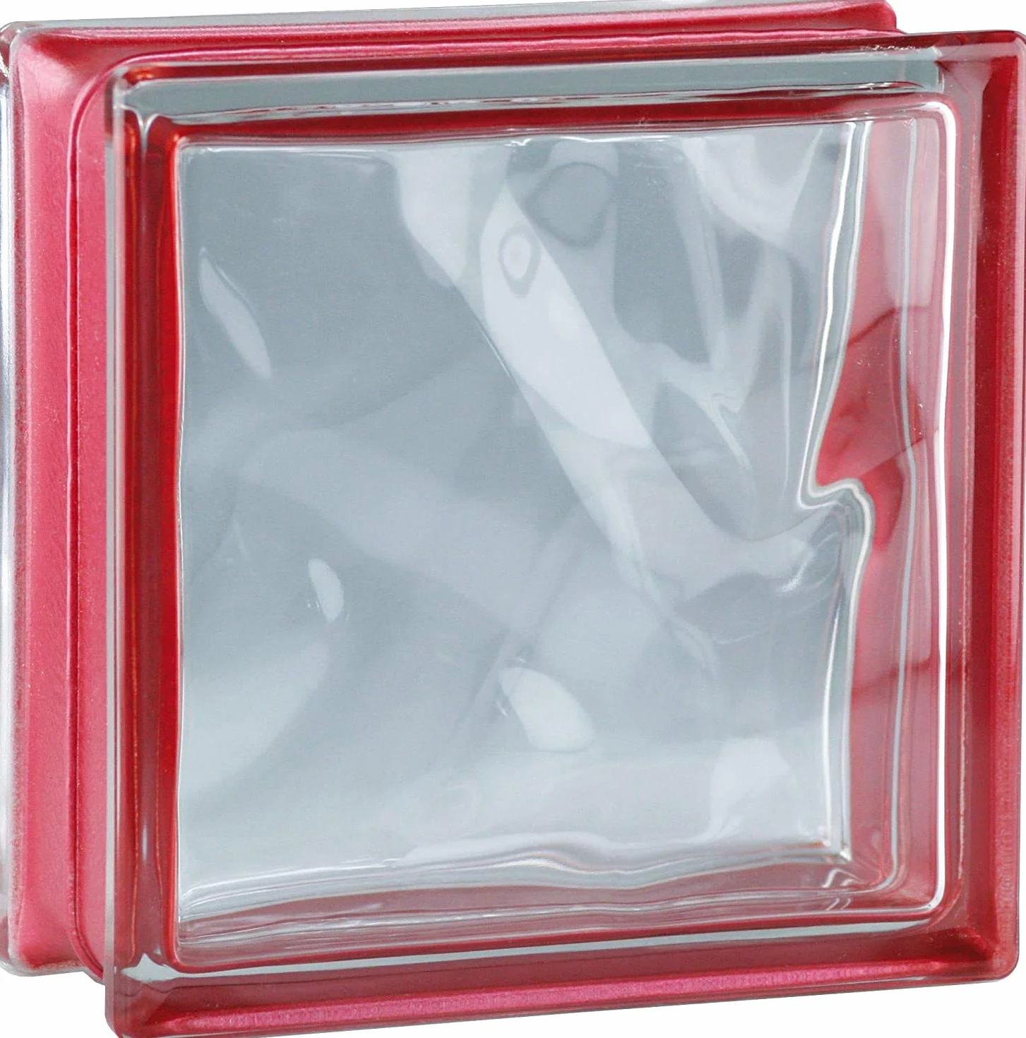 Bloque de vidrio Bormioli Rocco Pure Reflejos Rojo | cm 19x19x8 | Unidad de venta 1 caja de 6 pzas