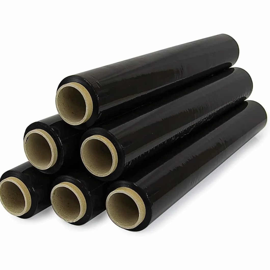 KROWN Film Elástico Manual Negro 50cm x 200m 6 Rollos Embalaje Industrial