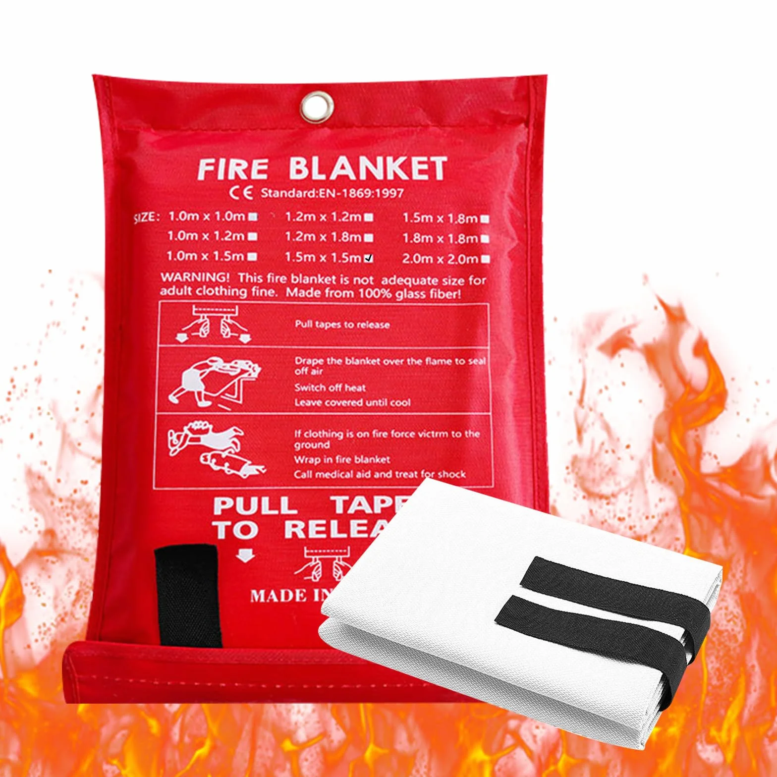 Manta Ignifuga Fibra de Vidrio 1.5x1.5m para Cocina Chimenea Camping