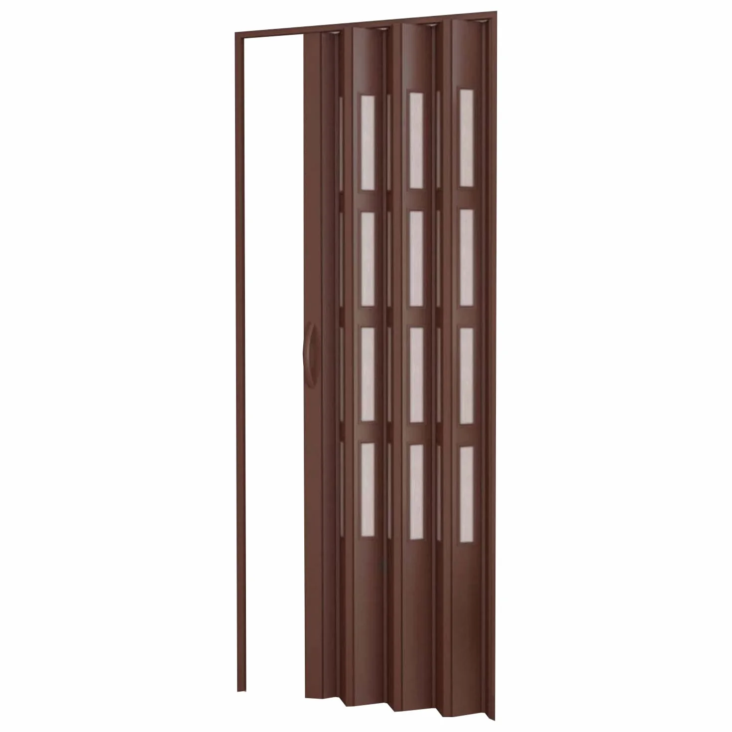 Puerta plegable de interior en kit con cristales de PVC nogal 82 x 210 cm mod. Sonia