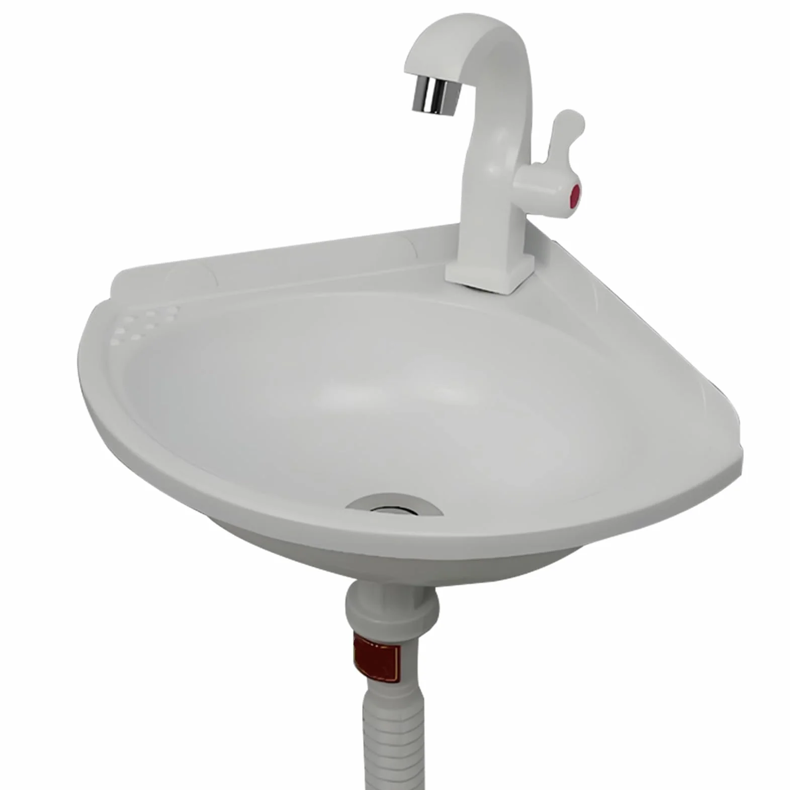 Lavabo Esquinero de Pared Triangular con Grifo, Plástico para Baño Pequeño, Monocubeta de Cocina y Balcón