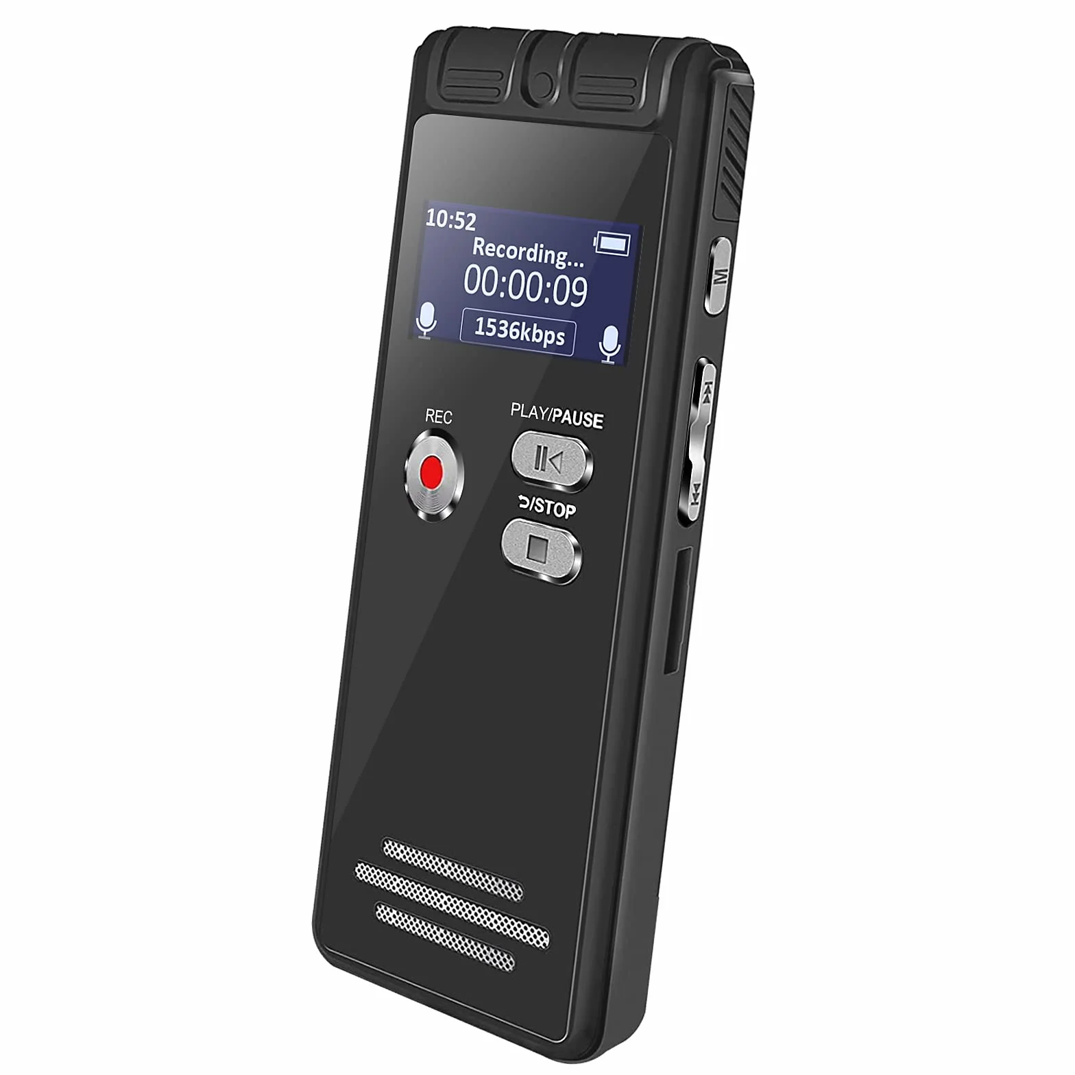Grabadora de Voz Activada 16GB Portátil con Reproductor MP3 y Contraseña